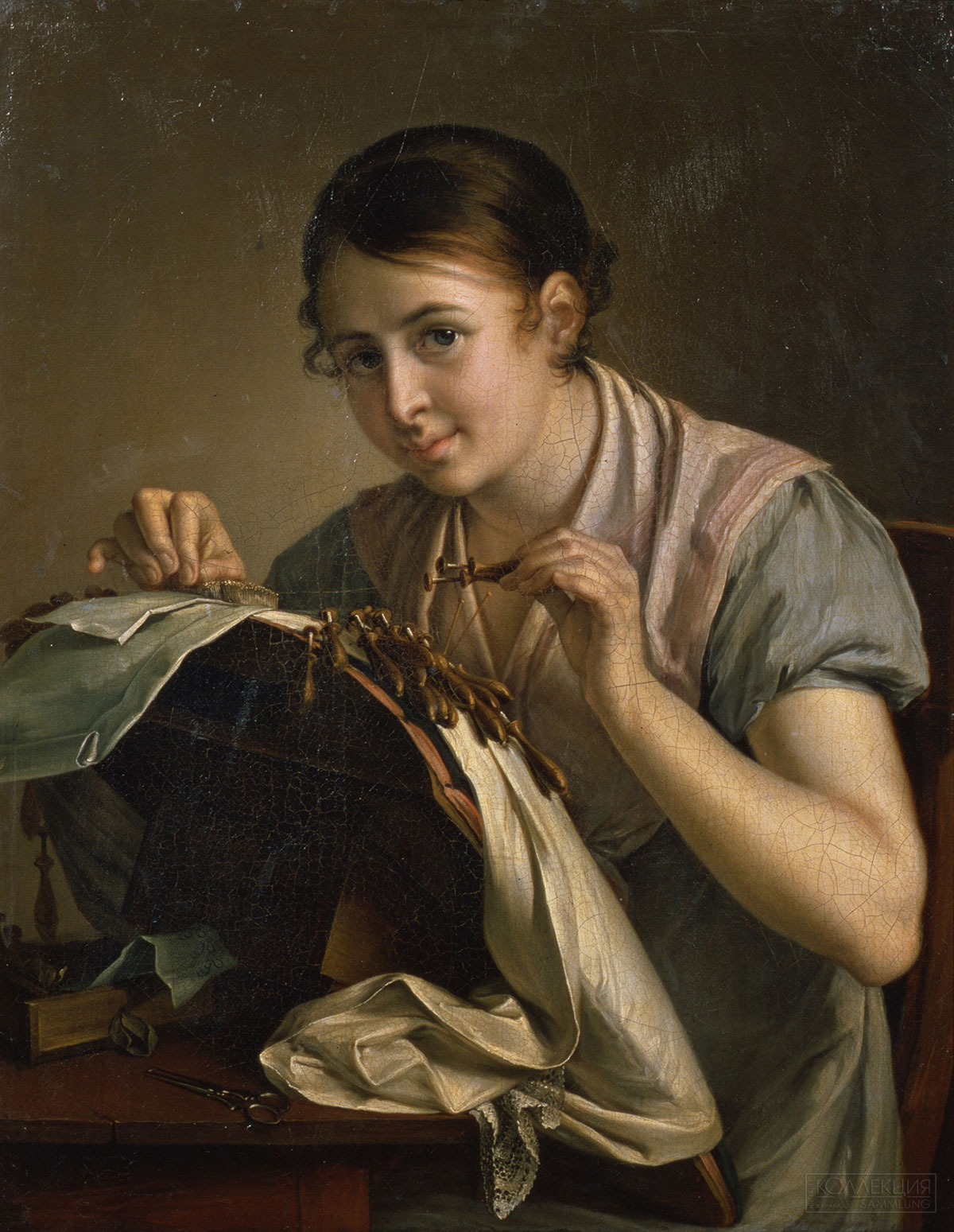 Тропинин В.А. Кружевница. Девушка плетущая кружева. 1830-е
