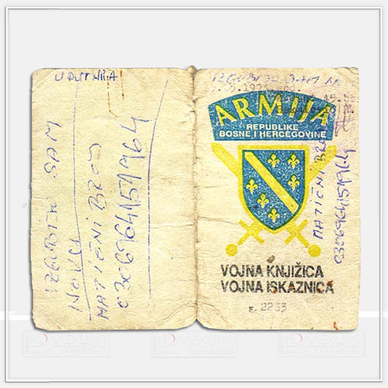 Военный билет некого Чамила Бальеты – военнослужащего подразделения «Кралюштица» ARBiH, выданный в мае 1992 года
