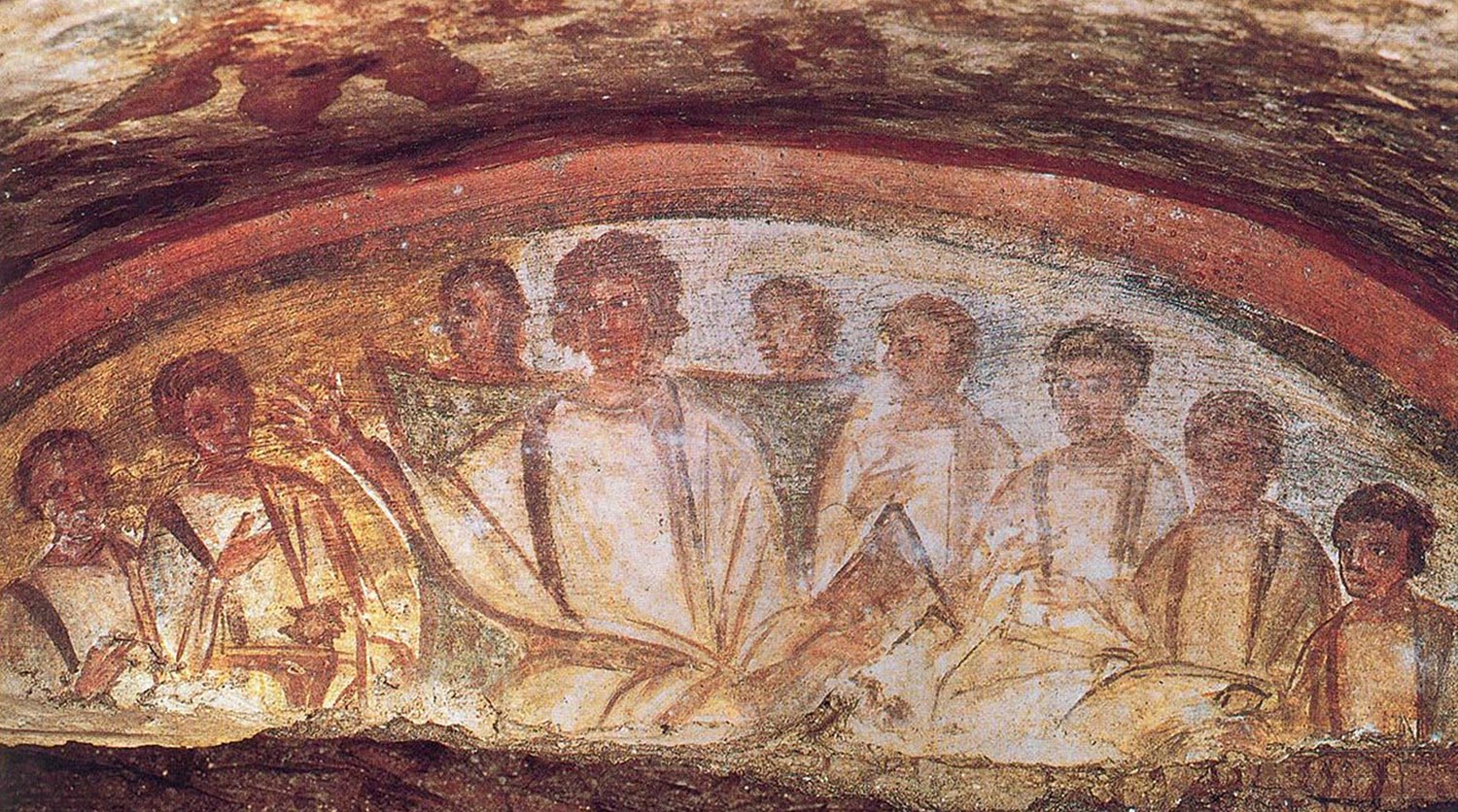 Роспись римских катакомб Домитиллы, Христос и апостолы. кон III–IV в.