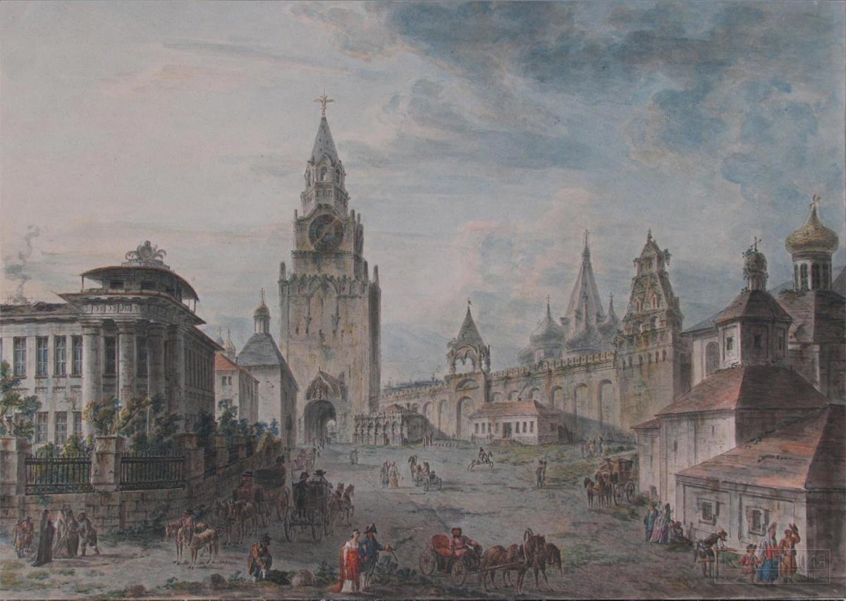 Мошков И. В. Вид Спасских ворот в Москве (Вид Спасских ворот со стороны Кремля). 1801. ГРМ