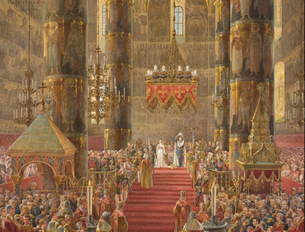 Микешин М. О. Коронация императора Александра III в Успенском соборе. 1883. ГРМ