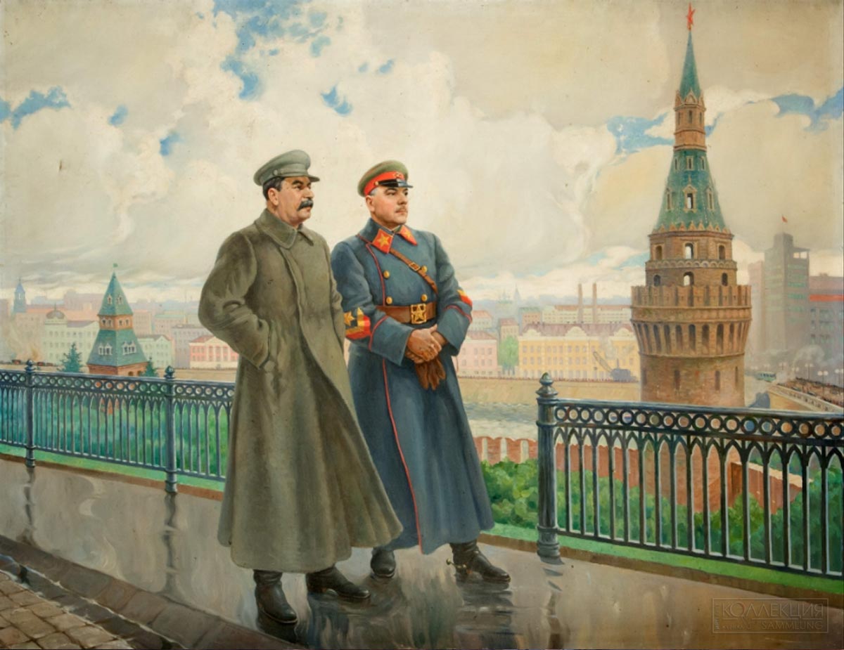 Васильев Ю. С. И. В. Сталин и К. Е. Ворошилов в Кремле. 1940. ГРМ