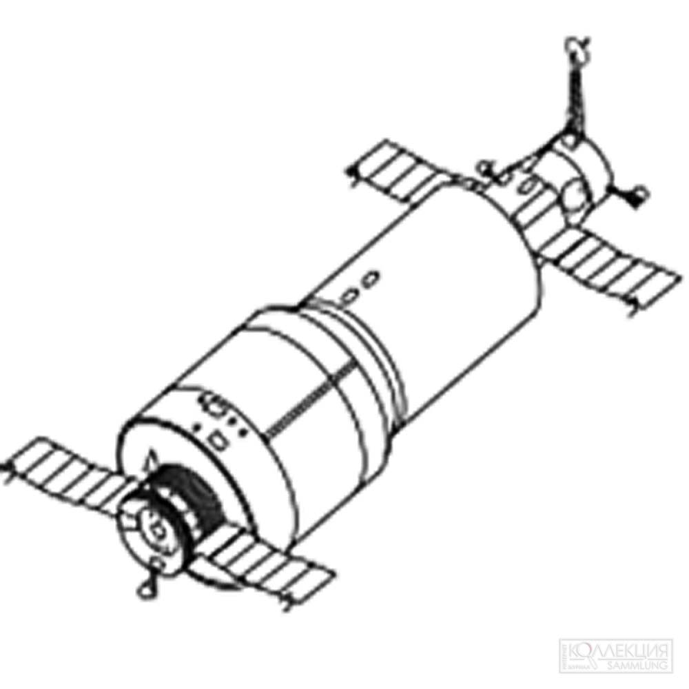 схематическое изображение орбитальной станции «Салют-1» в технической документации