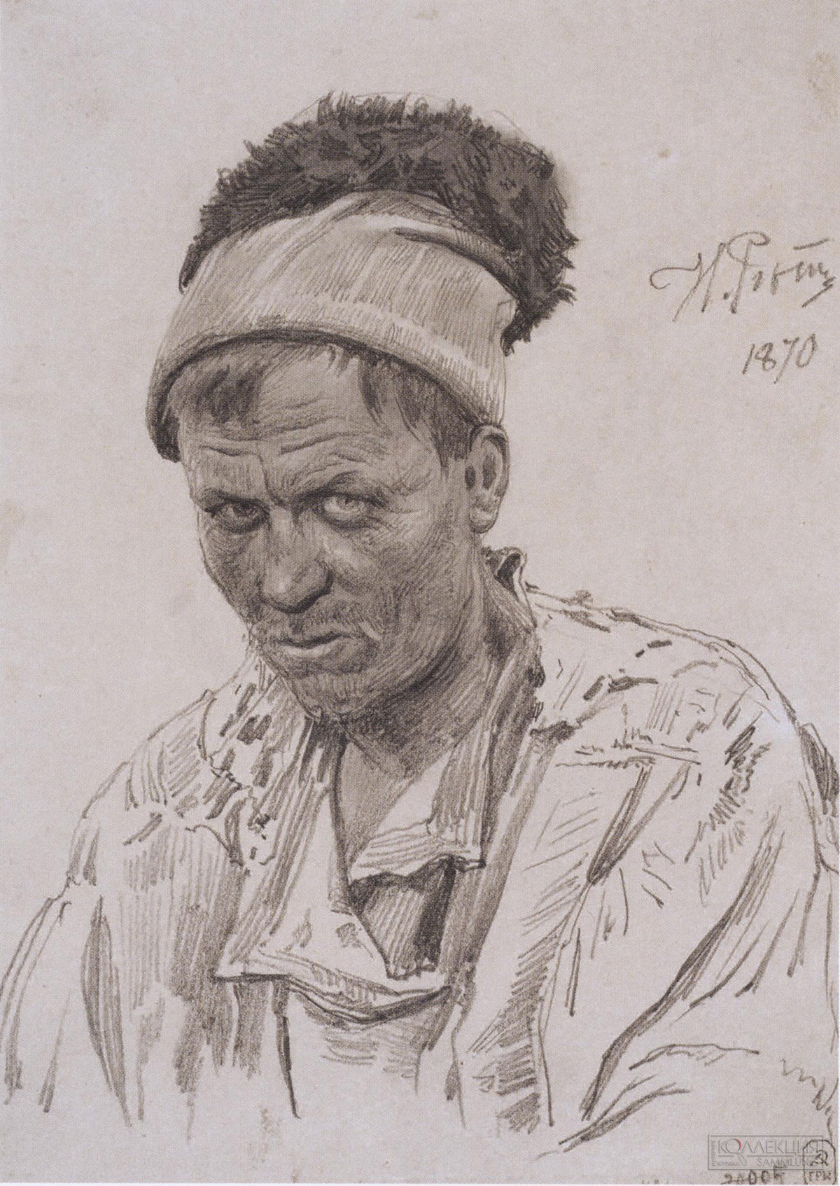 И.Е. Репин. Голова бурлака. Этюд для картины Бурлаки на Волге (1870-1873, ГРМ). ГРМ