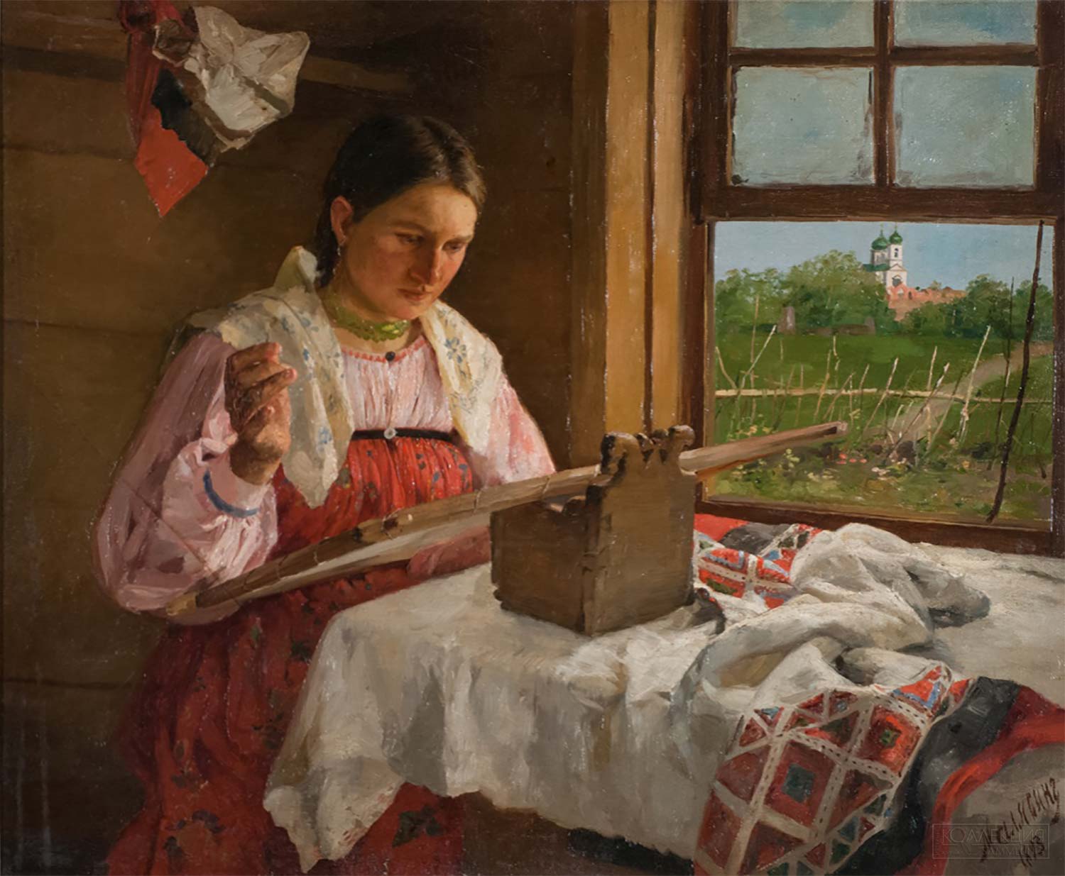 Малявин Ф.А. Крестьянская девушка за вышиванием. 1893. ГРМ