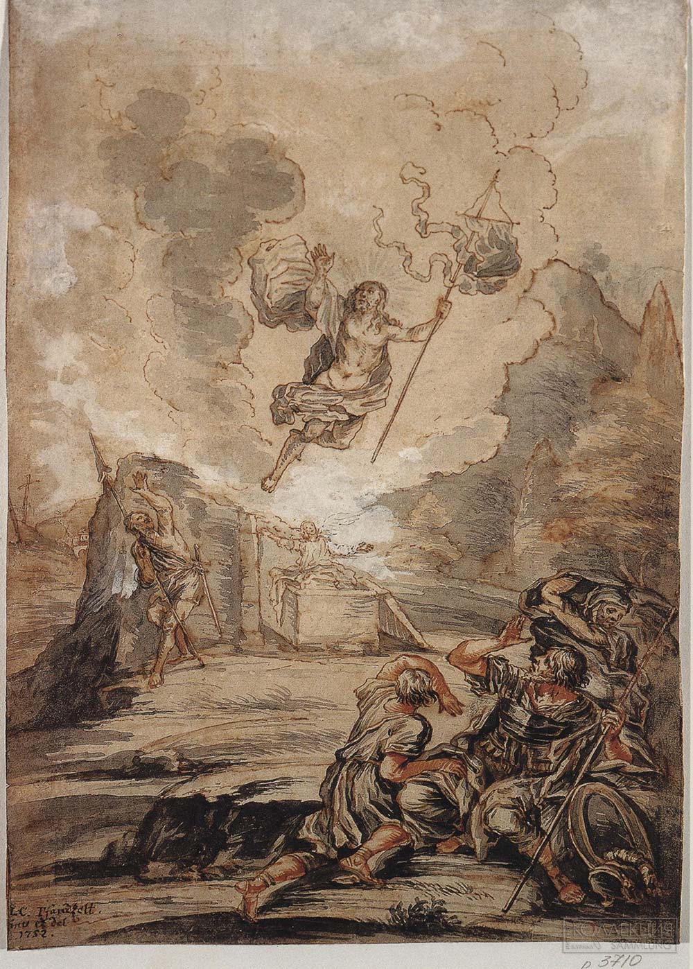 Л.-К. Пфандцельт. Воскресение Христа. Эскиз композиции. 1752. ГРМ