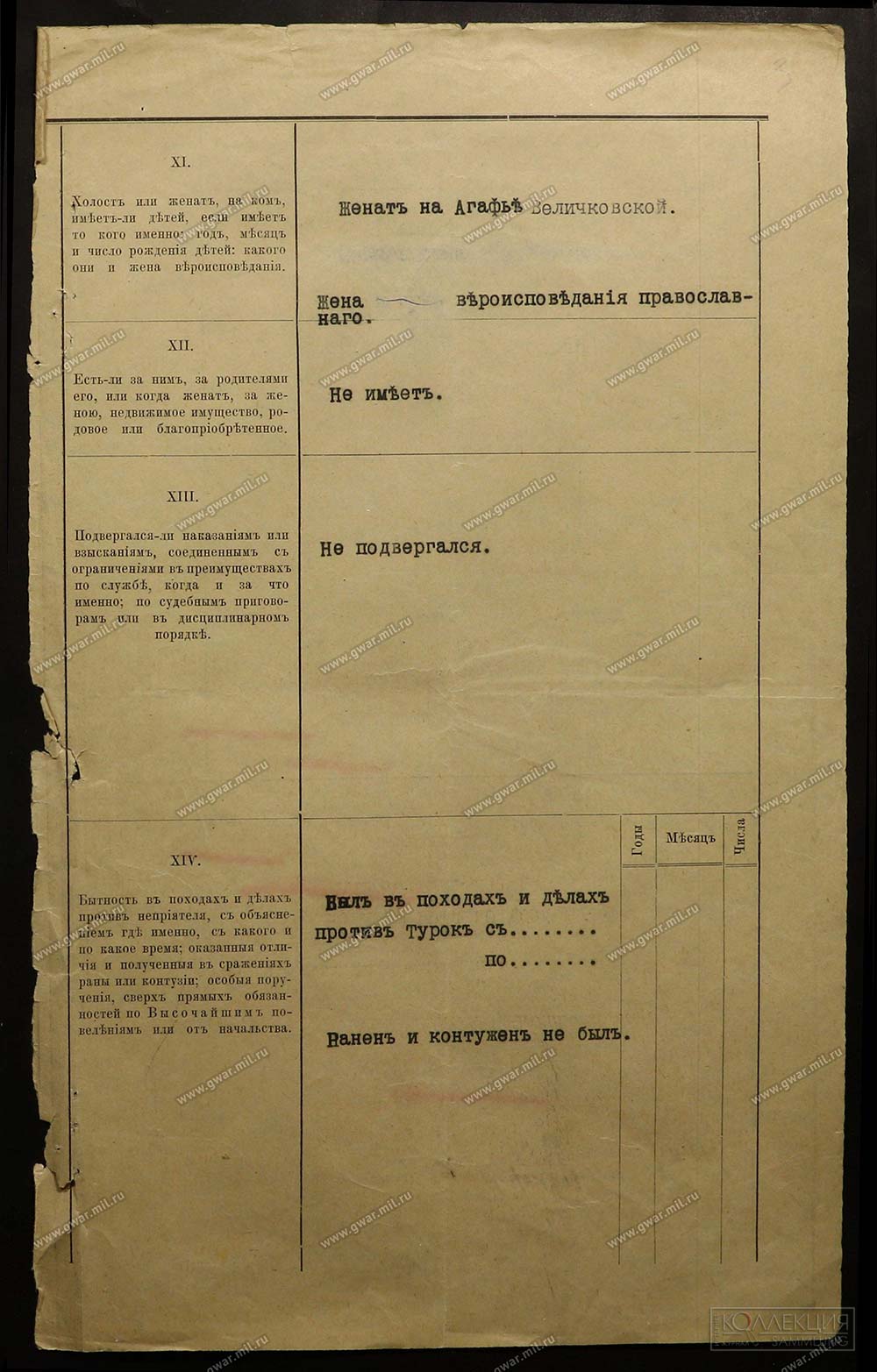 Послужной список прапорщика Книга (Цифровая копия с сайта gwar.mil.ru)