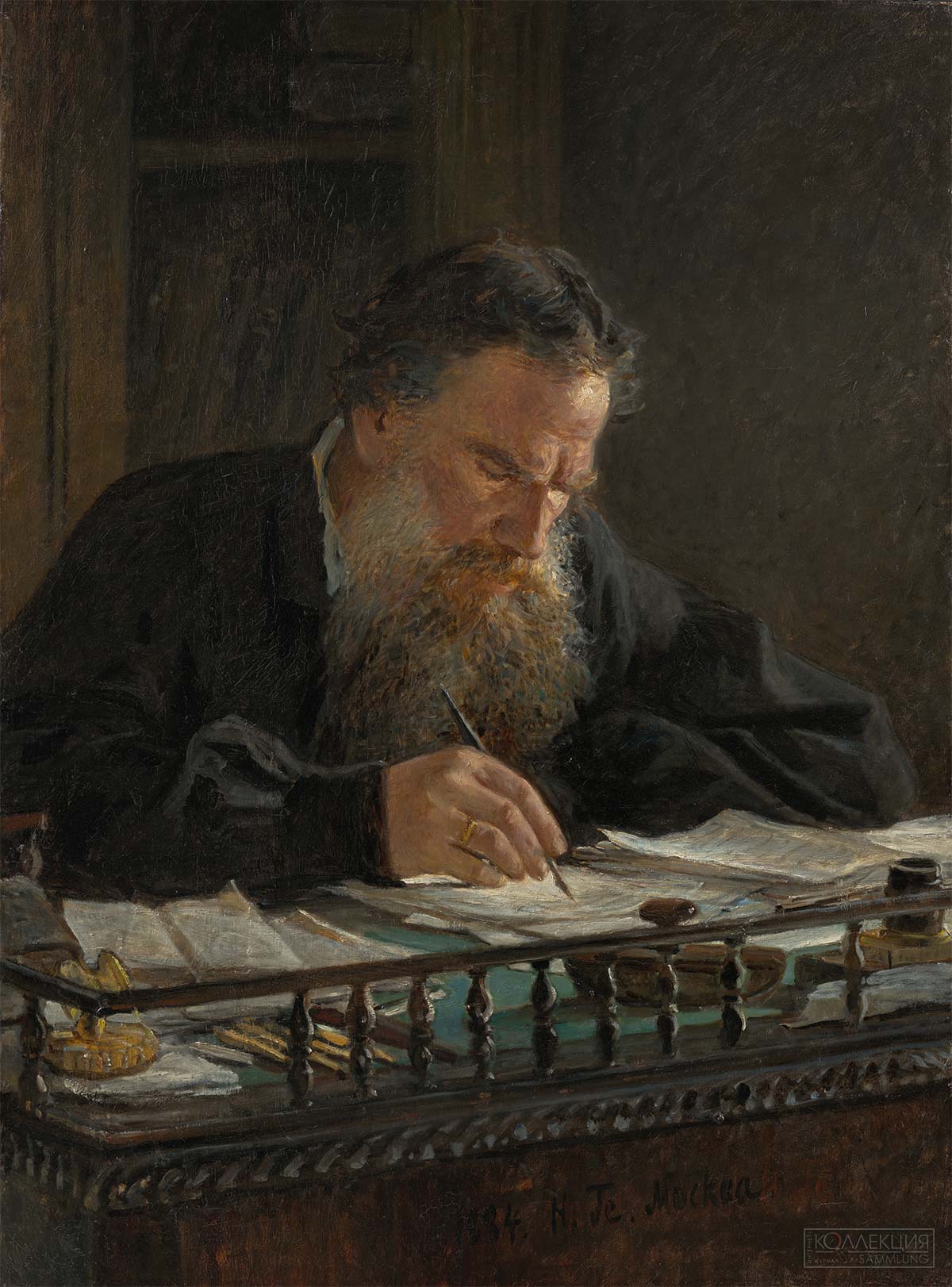 Ге Н.Н. Портрет писателя графа Льва Николаевича Толстого. 1884. ГТГ