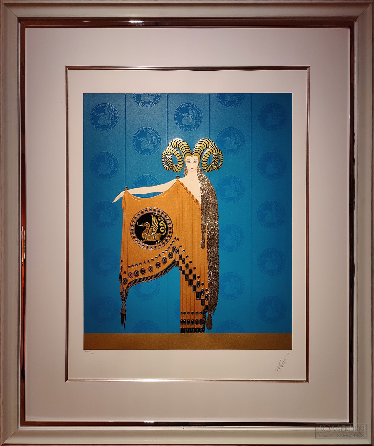 Эрте. Золотое руно / The Golden Fleece. Шелкография c золотым тиснением. Нью-Йорк, 1986. Галерея Lea