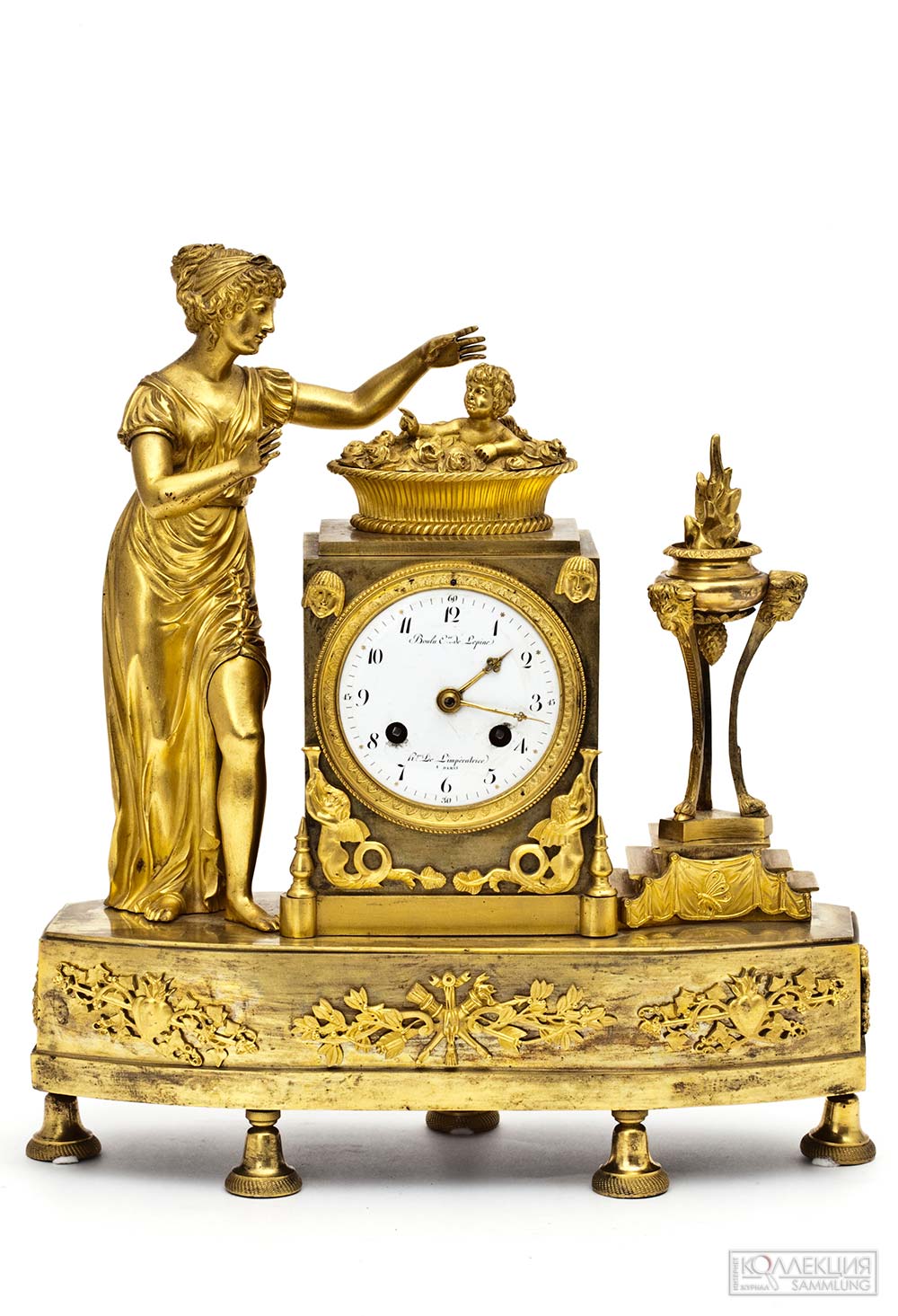 Часы каминные. Рождение Амура. Франция, Париж. Около 1810 года. Часовой мастер Bouolu (Булю) - ученик Лепена, часовщика императрицы