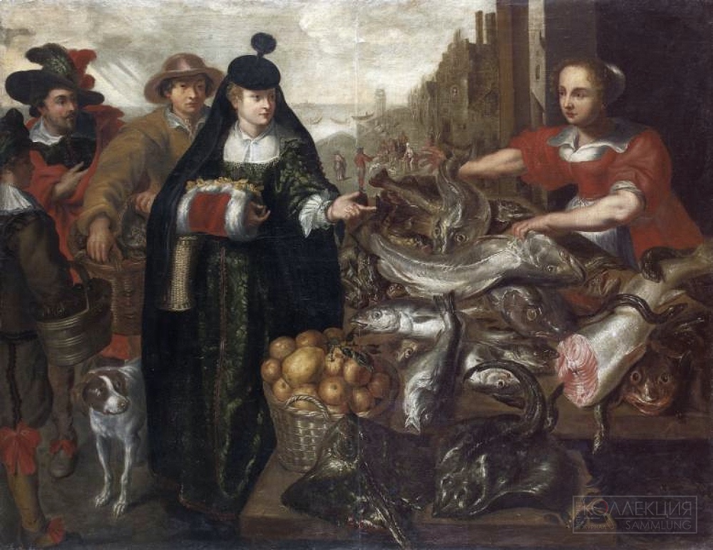 Франс Снейдерс, круг. Рыбный рынок. Фландрия, около 1630 года. Холст, масло. 184×237 см. БСИИ ASG, инв. № 04-1171