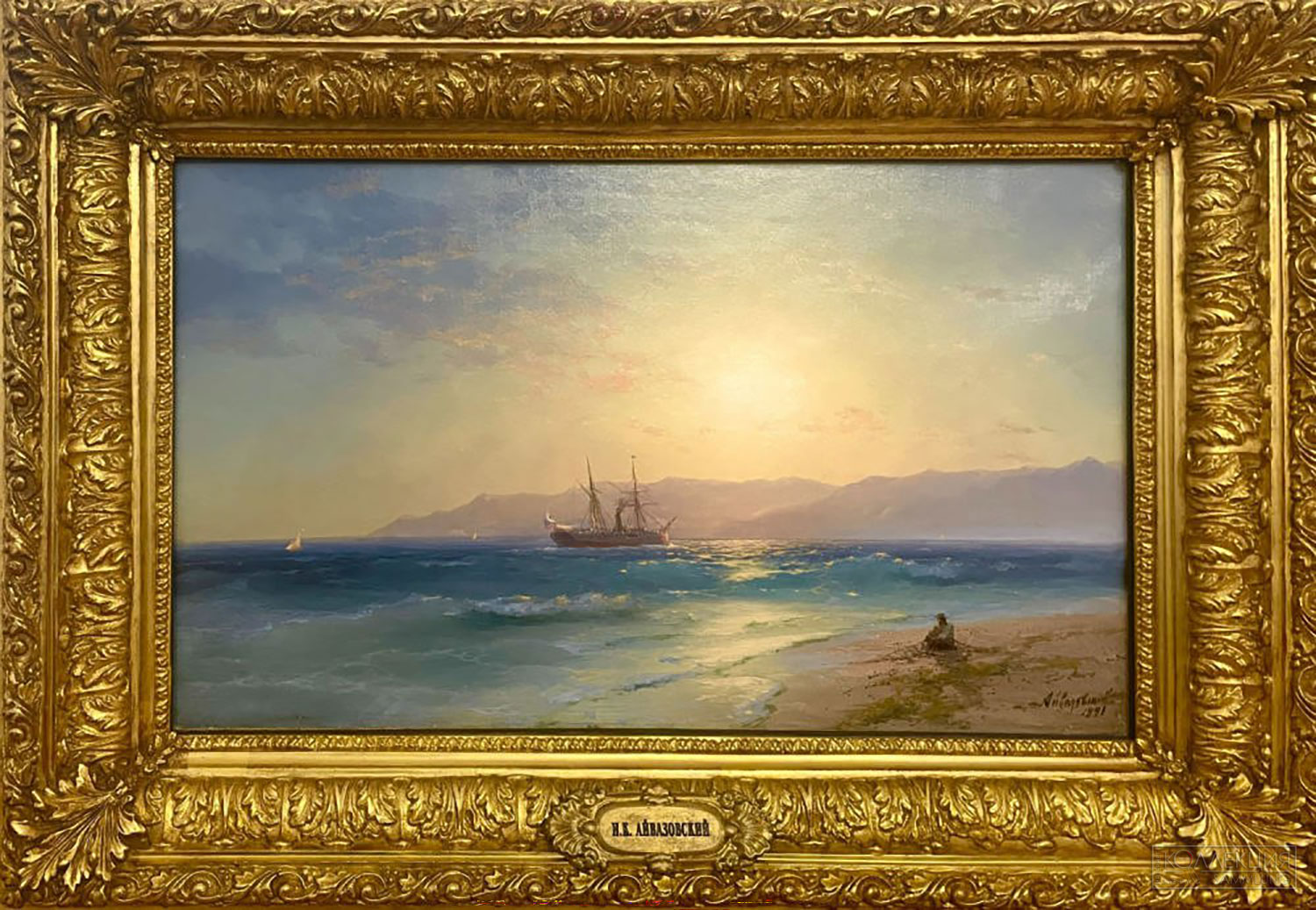 Айвазовский И.К. Корабль в море на фоне гор. 1891