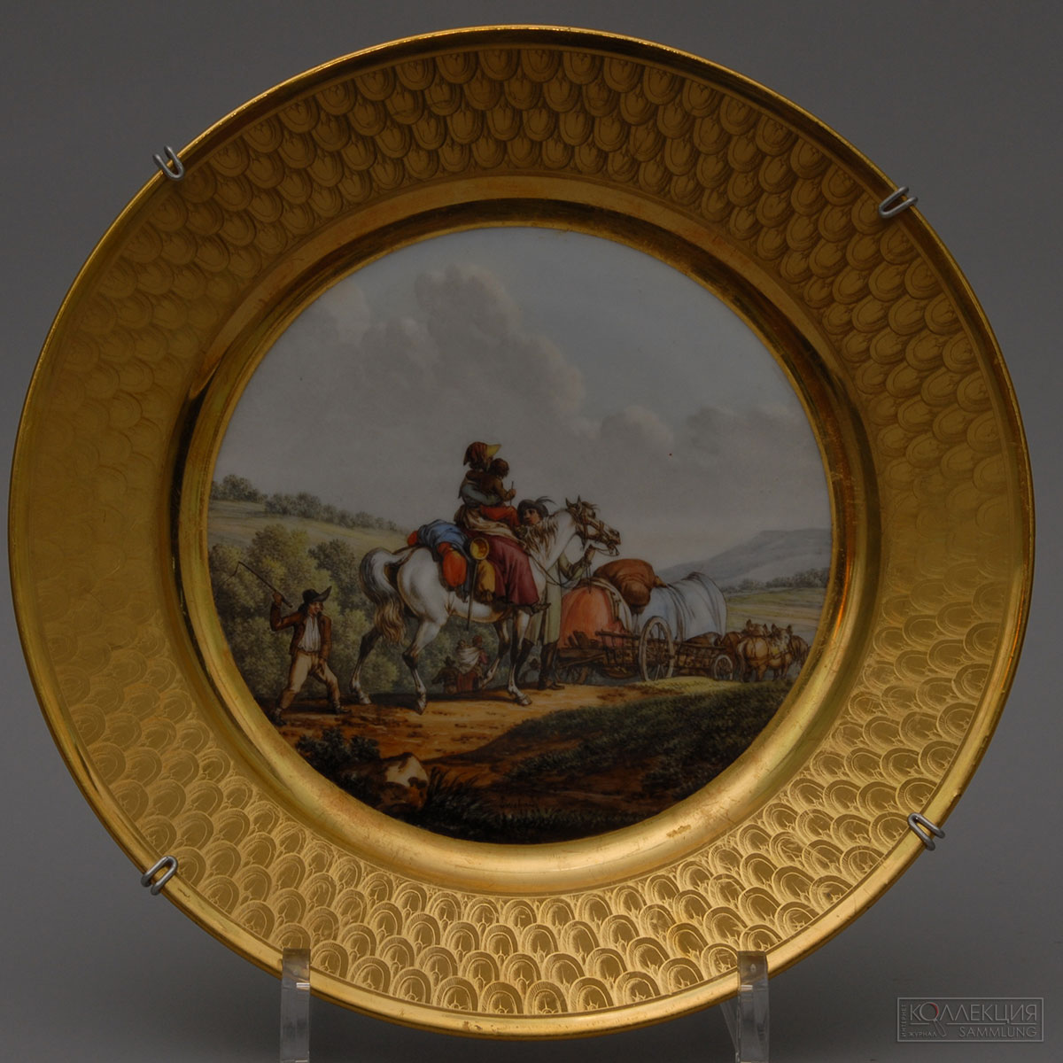Тарелки с изображением вивандьерки и бивуака. Мануфактура Лефевра. 1812 г. Роспись Жака Франсуа Жозефа Свебаха