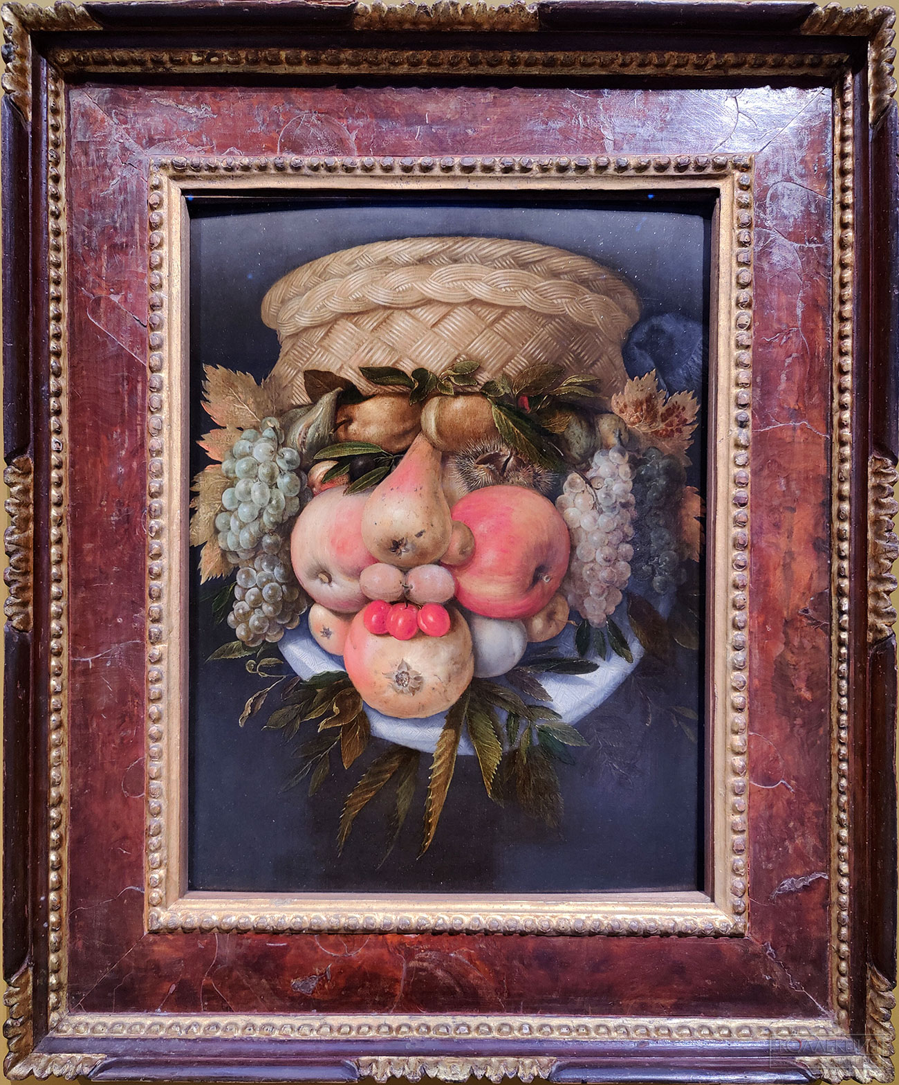 Джузеппе Арчимбольдо. Милан, 1526 - 1593. Мужская голова / Корзина фруктов. Частное собрание