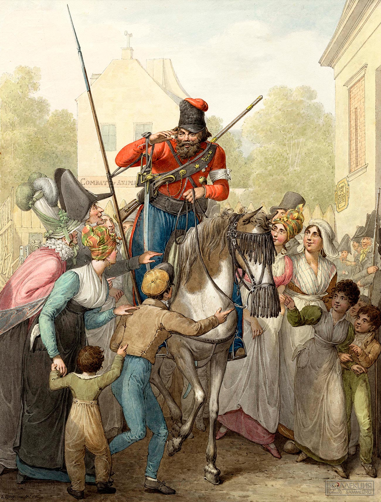 Опиц Г.-Э. Конный казак на улице Парижа, 1814. 1815. ГИМ