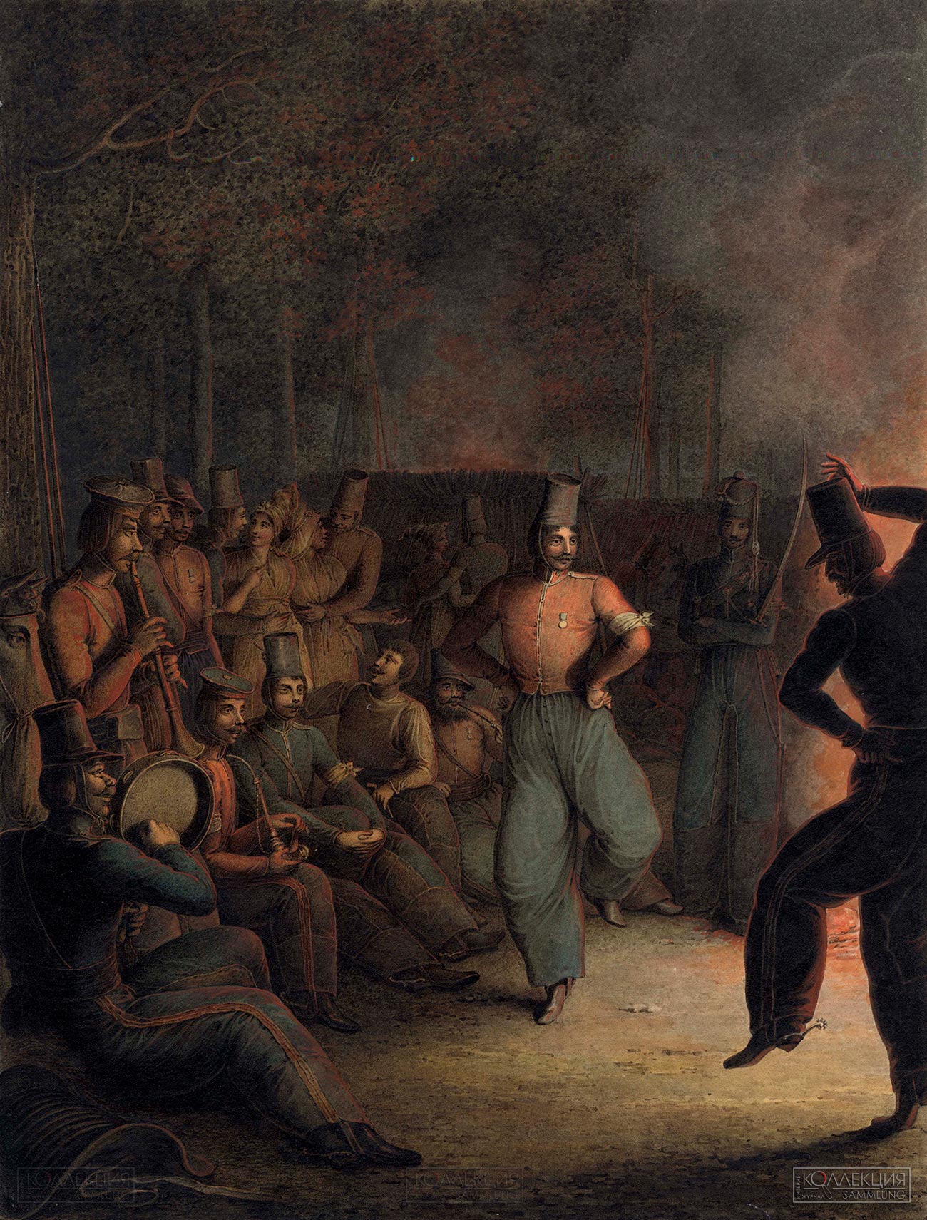 Опиц Г.-Э. Казачья пляска ночью в лагере на Елисейских полях, 1814. 1815. ГИМ
