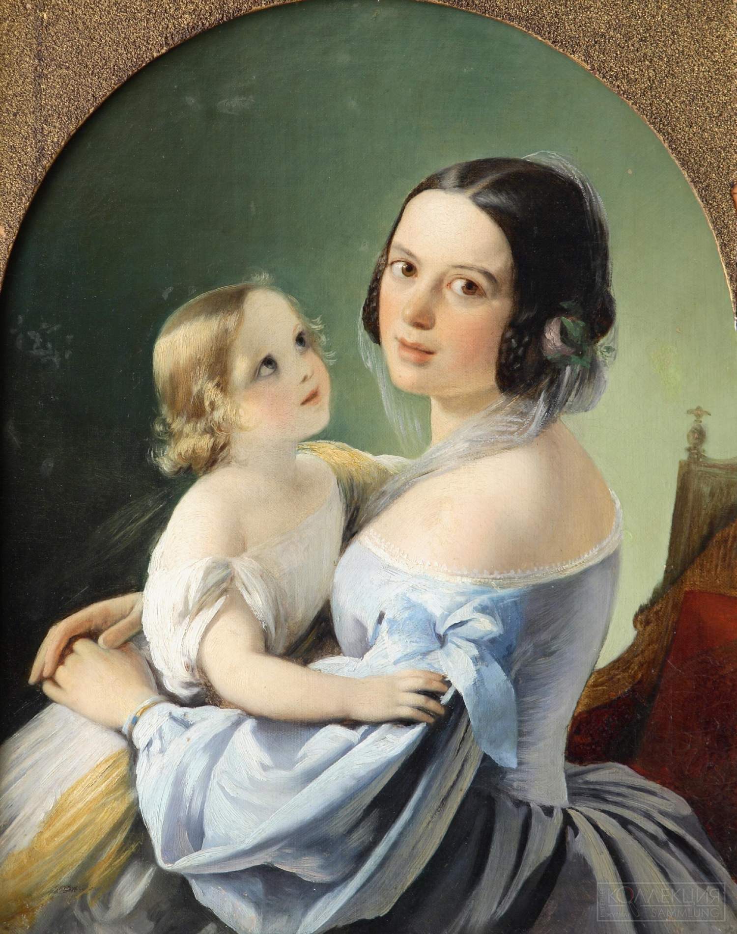 Нефф Т.А. Портрет неизвестной молодой дамы в голубом платье с ребёнком на руках
