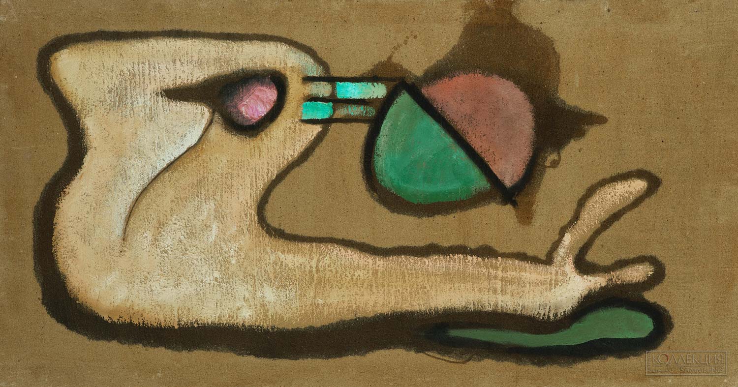 Валерий Иванович Юрлов В.И. (род. 1932). Контр-форма (Крым). 1956. Холст, песок, масло. 48x90.