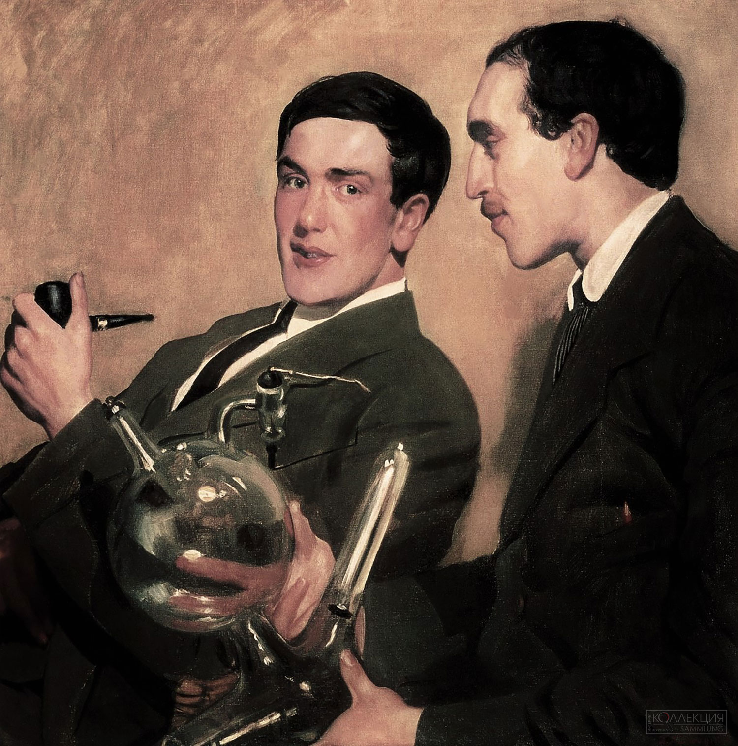 Кустодиев Б.М. Капица и Семёнов. 1921, Мемориальный музей-кабинет академика П.Л. Капицы