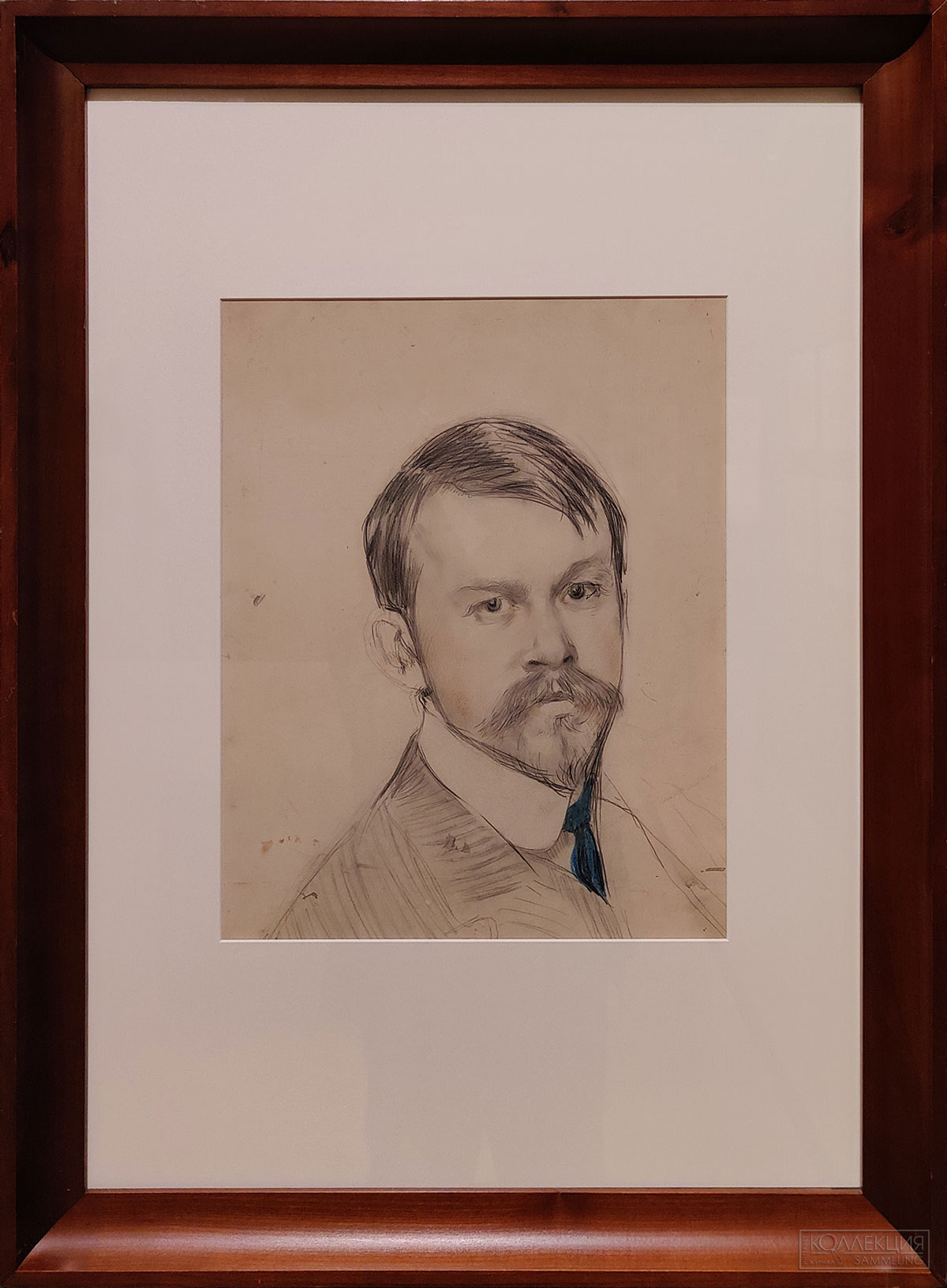 Кустодиев Б.М. 1878-1927. Автопортрет. 1902-1904. Картон, графитный карандаш, синий карандаш, красный карандаш. ГТГ