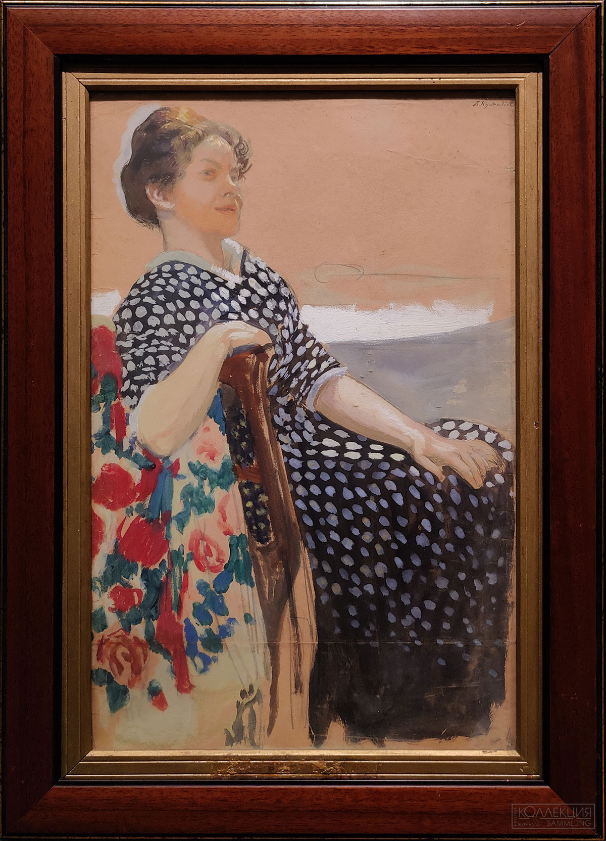 Кустодиев Б.М. Портрет А.П. Остроумовой-Лебедевой. 1910. Холст, темпера, акварель. K.Galery, Санкт-Петербург