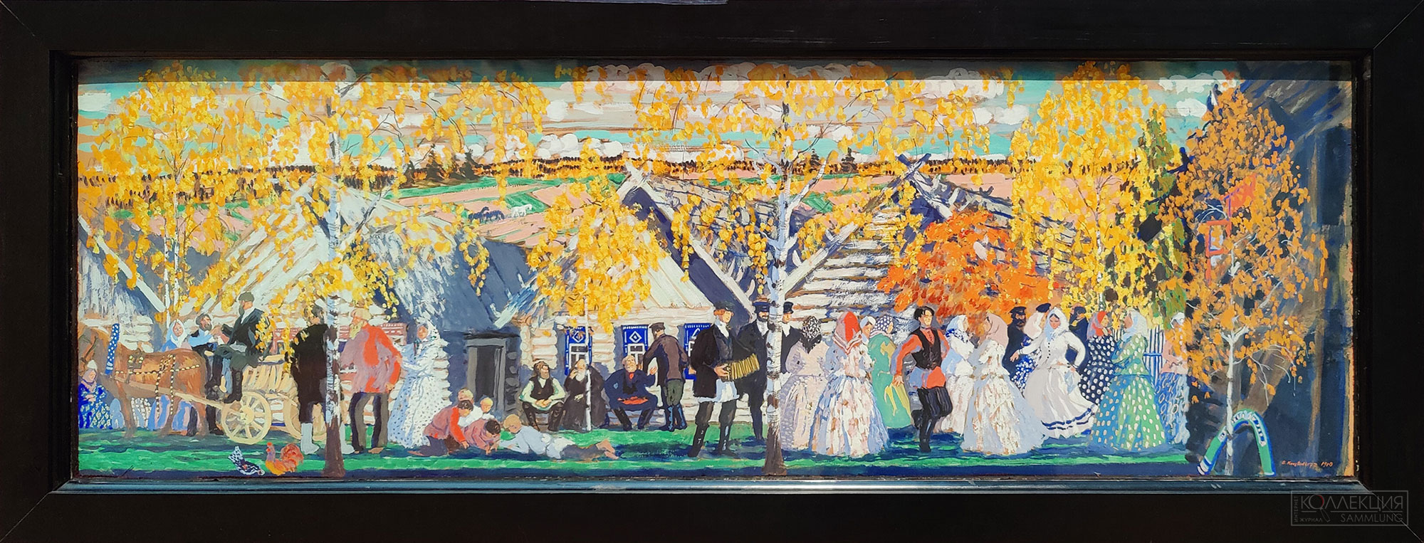 Кустодиев Б.М. Деревенский праздник. 1910. Картон, темпера. ГРМ