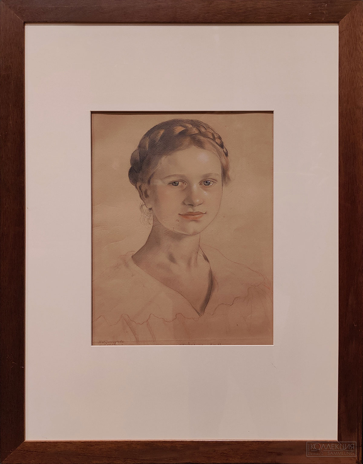 Кустодиев Б.М. Портрет И.Б. Кустодиевой. 1919. Бумага, свинцовый и цветной карандаши, белила. ГРМ