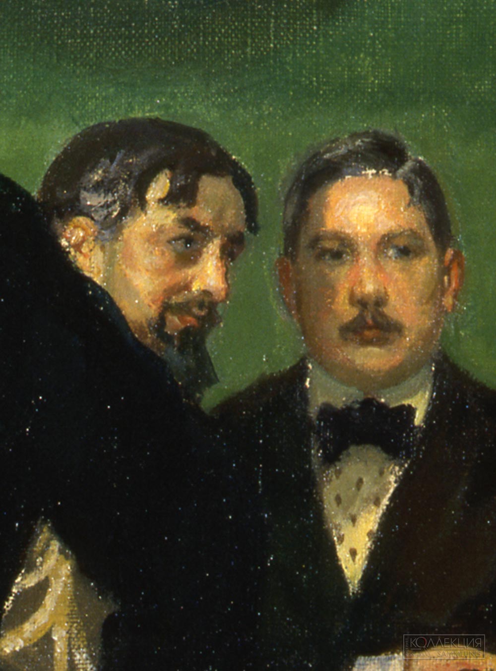 Кустодиев Б.М. Групповой портрет художников общества «Мир искусства». 1920. Холст, масло. 52×89 см. ГРМ (Фрагмент)