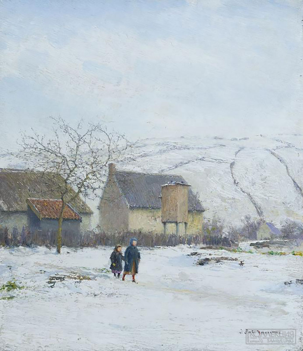 Похитонов И.П. Зима в Нормандии. 1890-е. Картон, масло. 22 x 19. ГРМ