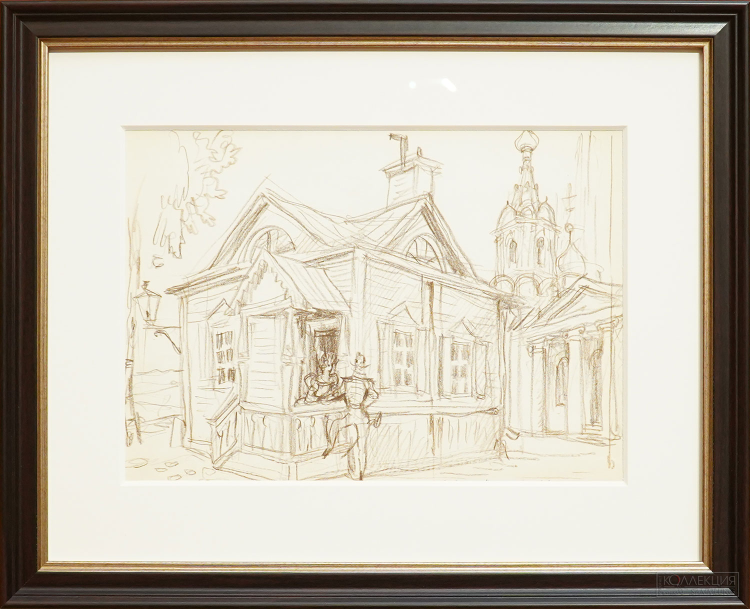 Николай Александрович Бенуа (1901-1988). Эскиз декорации к опере И.Ф. Стравинского. «Мавра». Италия. 1940-1960-е гг. Бумага, соус. Государственный музей-заповедник «Петергоф»