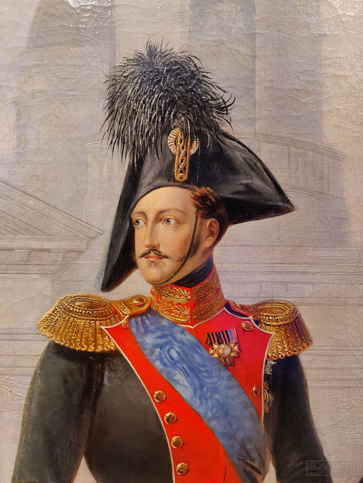 Швабе А.П. Николай I с цеса­реви­чем Александром Николае­вичем, 1840-е гг. (1843?). Холст, масло. ГИМ (Фрагмент). Портрет императора Николая I