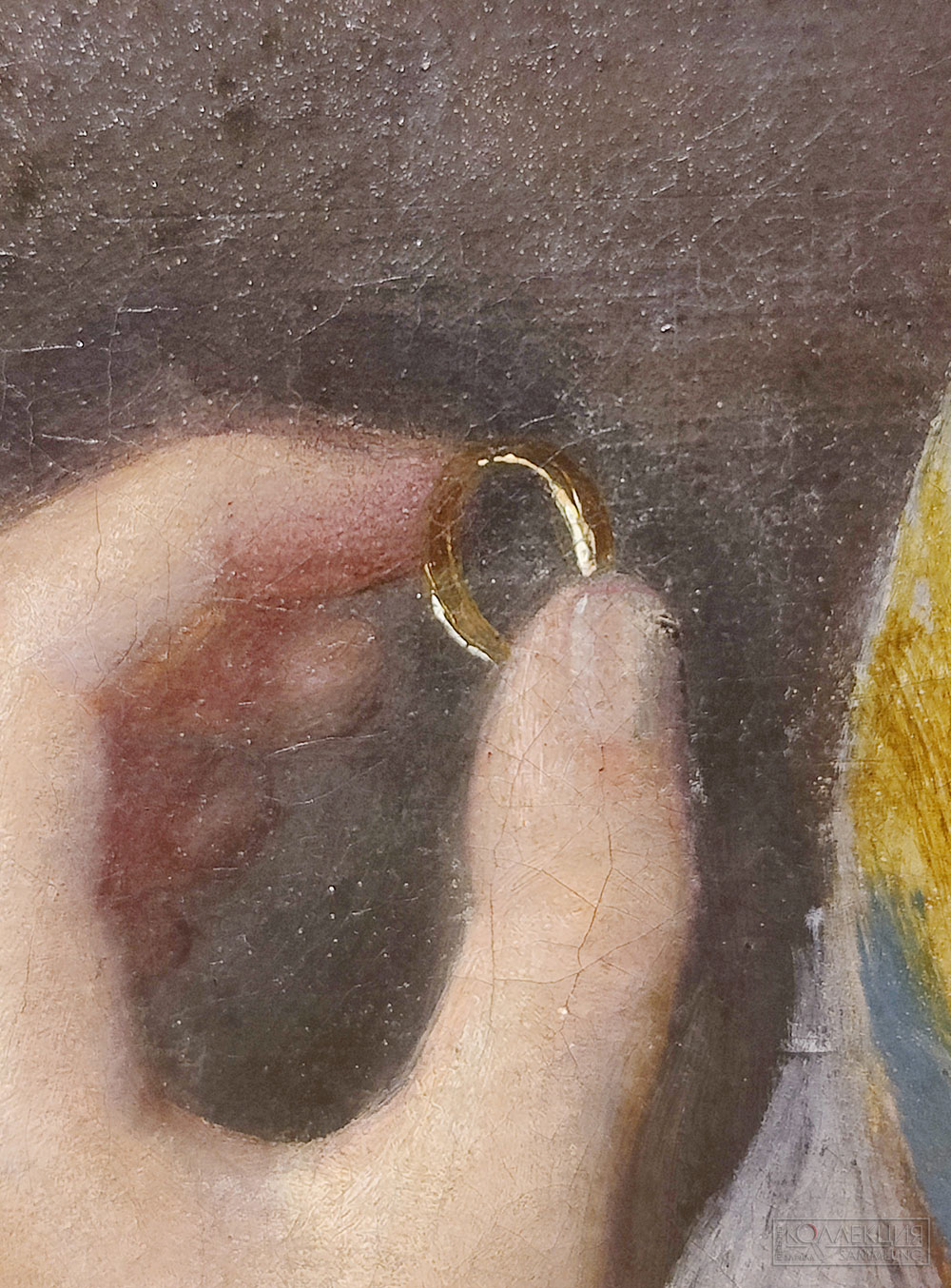 Захаров-Чеченец Пётр Захарович (1816-1846). Портрет Глафиры Львовны Волковой (дочь художника Л.А. Волкова, в замужестве Бертье де Ла Гард). 1836. Холст, масло. Источник поступления: дар Андреенкова В.Е., потомка художника Л.А. Волкова и Г.Л. Бертье де Ла Гард. Музей В.А. Тропинина и московских художников его времени (Фрагмент)