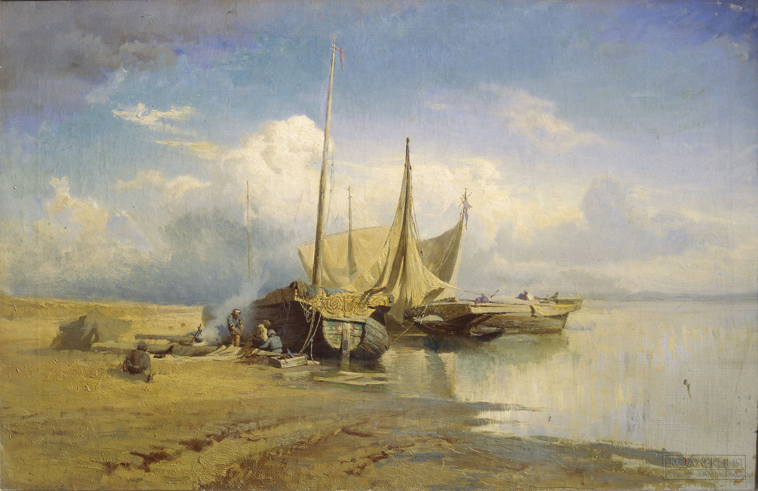 Васильев Ф.А. (1850–1873). Вид на Волге. Барки. ГРМ