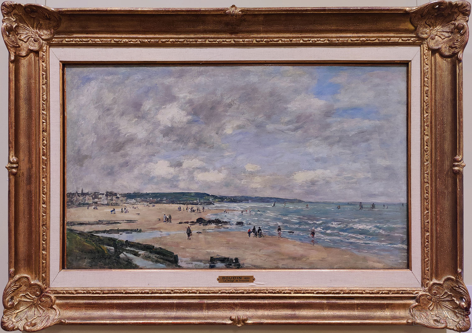 Эжен Буден (1824-1898). Пляж в Трувиле. 1893. Холст, масло. Приобретено в 1997 г. на грант президента Российской Федерации. Инв. № ГЭ-10597 Eugène Boudin (1824-1898). Beach at Trouville. 1893. Oil on canvas. Acquired in 1997 with a grant from the President of the Russian Federation