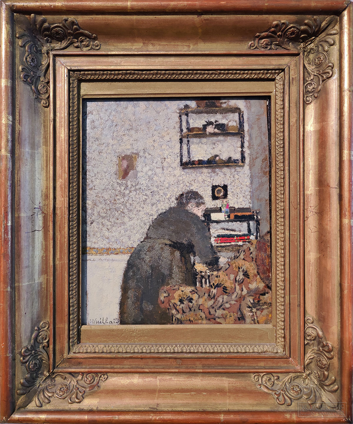 Эдуард Вюйар (1868-1940). Мадам Вюйар в гостиной. 1898. Картон, масло. Поступление: 1949 г.; ранее в собрании О. Кребса в Хольцдорфе. Инв. № ЗКР-567 Édouard Vuillard (1868-1940). Madame Vuillard in a Drawing Room. 1898. Oil on cardboard.Acquired in 1949; formerly in the collection of Otto Krebs, Holzdorf