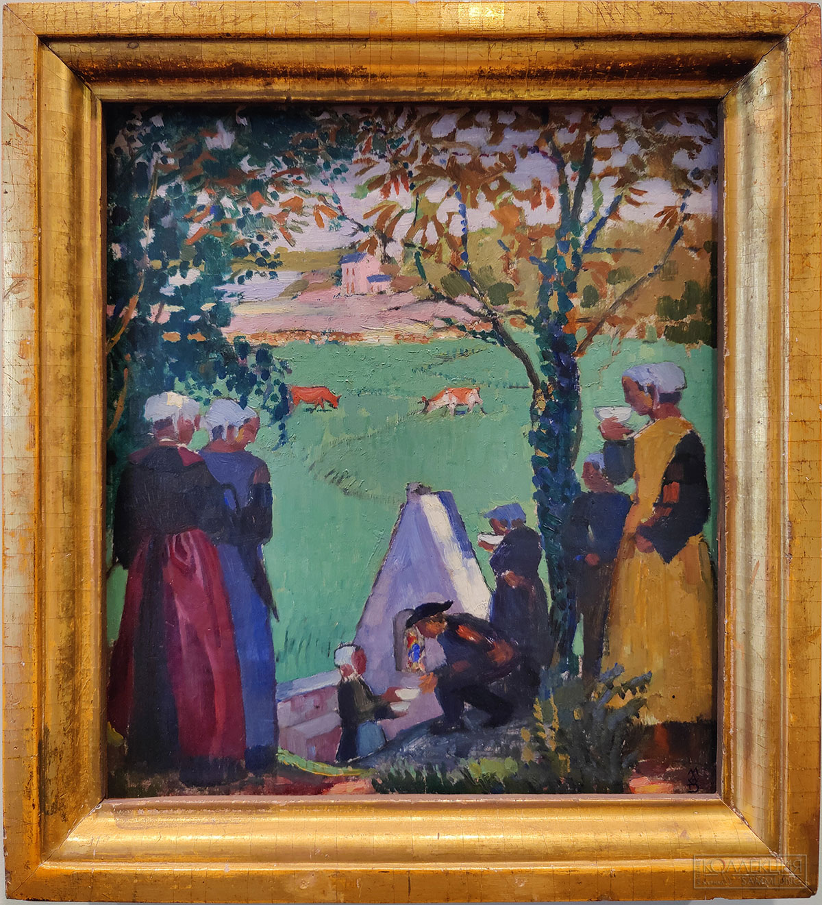 Морис Дени (1870-1943). Святой источник в Гиделе. Ок. 1905 г. Картон, масло. Поступление: 1934 г., из Всесоюзного объединения «Антиквариат»; приобретено И.А. Морозовым в 1906 г. Инв. № ГЭ-7711 Maurice Denis (1870-1943). Sacred Spring at Guidel. c. 1905. Oil on cardboard. Acquired in 1934 from the Antikvariat trading agency: purchased by Ivan Morozov in 1906