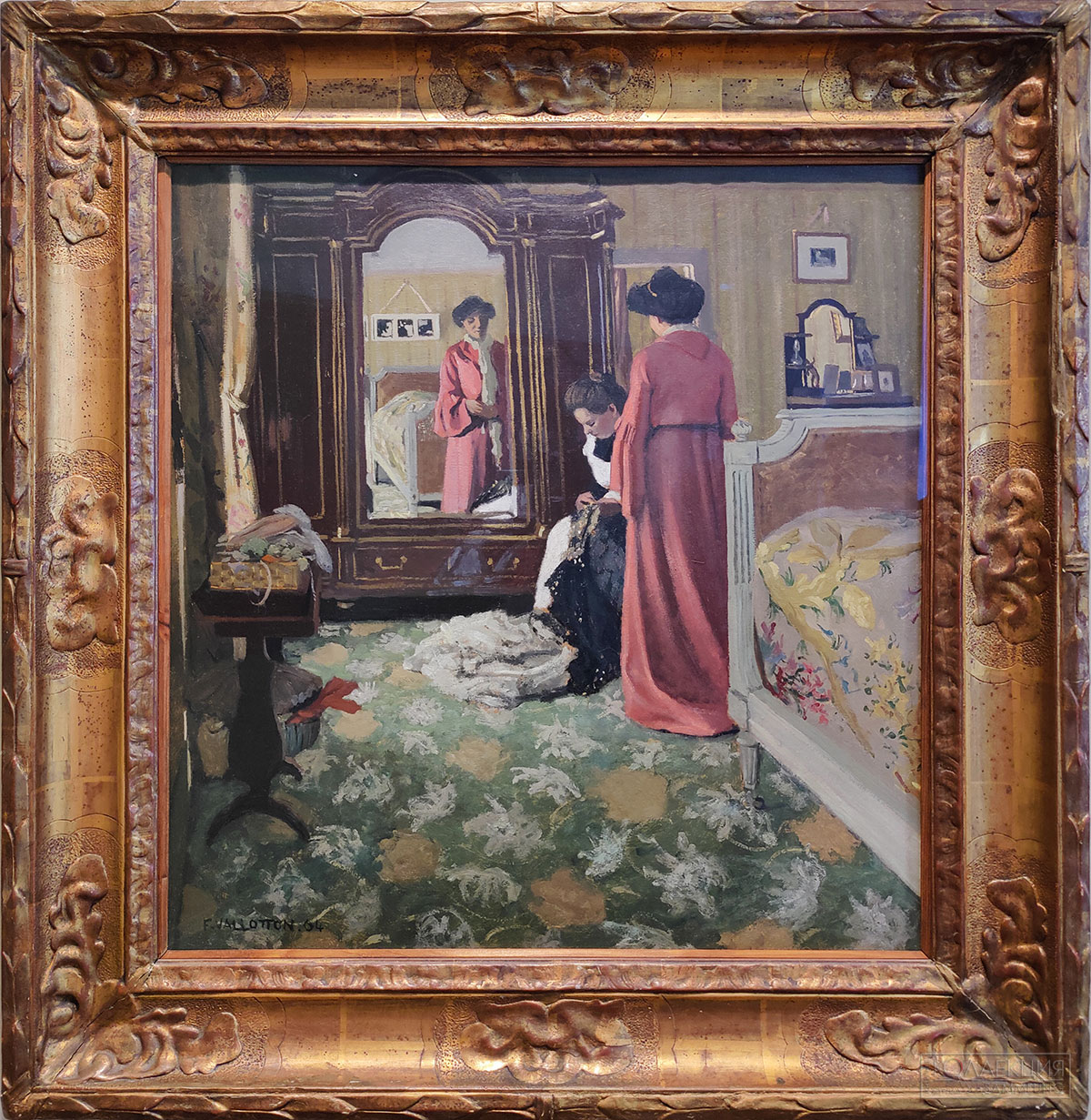 Феликс Валлоттон (1867-1925). Интерьер с двумя фигурами. 1903-1904 гг. Картон, масло. Поступление: 1921 г.; ранее в собрании Г.Э. Гаазена, приобретено Г.Э. Гаазеном в 1908 г. у автора. Инв. № ГЭ-4902 Félix Vallotton (1867-1925). Interior with Two Figures. 1903-1904. Oil on cardboard. Acquired in 1921; formerly in the collection of George Haasen; purchased by him from the artist in 1908