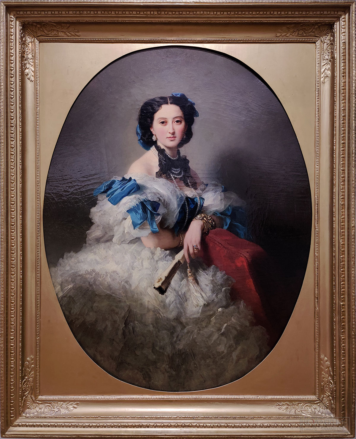 Франц Ксавьер Винтерхальтер (1805-1873). Портрет графини Варвары Алексеевны Мусиной-Пушкиной. Ок. 1860. Холст, масло. Поступление: 1933 г. из Всесоюзного объединения «Антиквариат, ранее в собрании В. В. Мусина Пушкина. Инв. № ГЭ-7382 Franz Xaver Winterhalter (1805-1873). Portrait of Countess Varvara Musina-Pushkina. с. 1860. Oil on canvas. Acquired in 1933 from the Antikvariat trading agen agency formerly in the collection of Vladimir Musin Pushkin