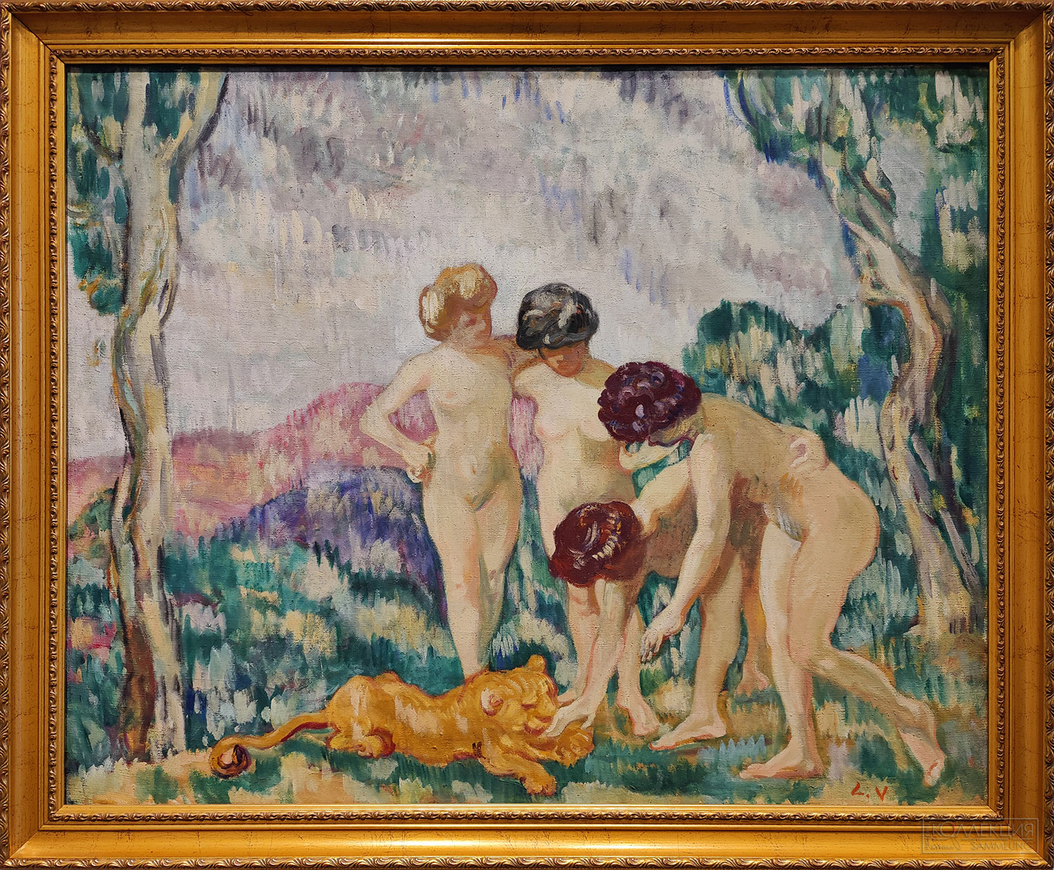 Луи́ Вальта́ (1869-1952). Детские игры (Девушки, играющие с львёнком). 1905-1906. Холст, масло. Поступление: 1931 г. из Государственного музея нового западного искусства: приобретено И.А. Морозовым в 1908 г. в галерее Воллара (Париж). Инв. № ГЭ-6574 Louis Valtat (1869-1952). Children's Games (Little Girls Playing with a Lion Cub). c. 1905-1906. Oil on canvas Acquired in 1931 from the State Museum of Modern Western Art; purchased by Ivan Morozov from the Vollard Gallery, Paris, in 1908
