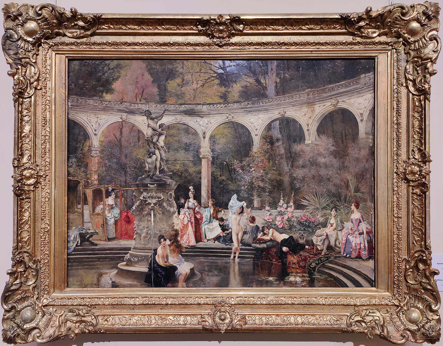 Франсуа Фламенг (1856-1923). Купание придворных дам в XVIII веке. 1888. Холст, масло. Поступление: 1918 г., из Аничкова дворца: ранее в собрании Александра III. Инв. № ГЭ-6213 François Flameng (1856-1923). Bathing of Court Ladies in the 18th Century. 1888. Oil on canvas. Acquired in 1918 from the Anichkov Palace: formerly in the collection of Alexander III