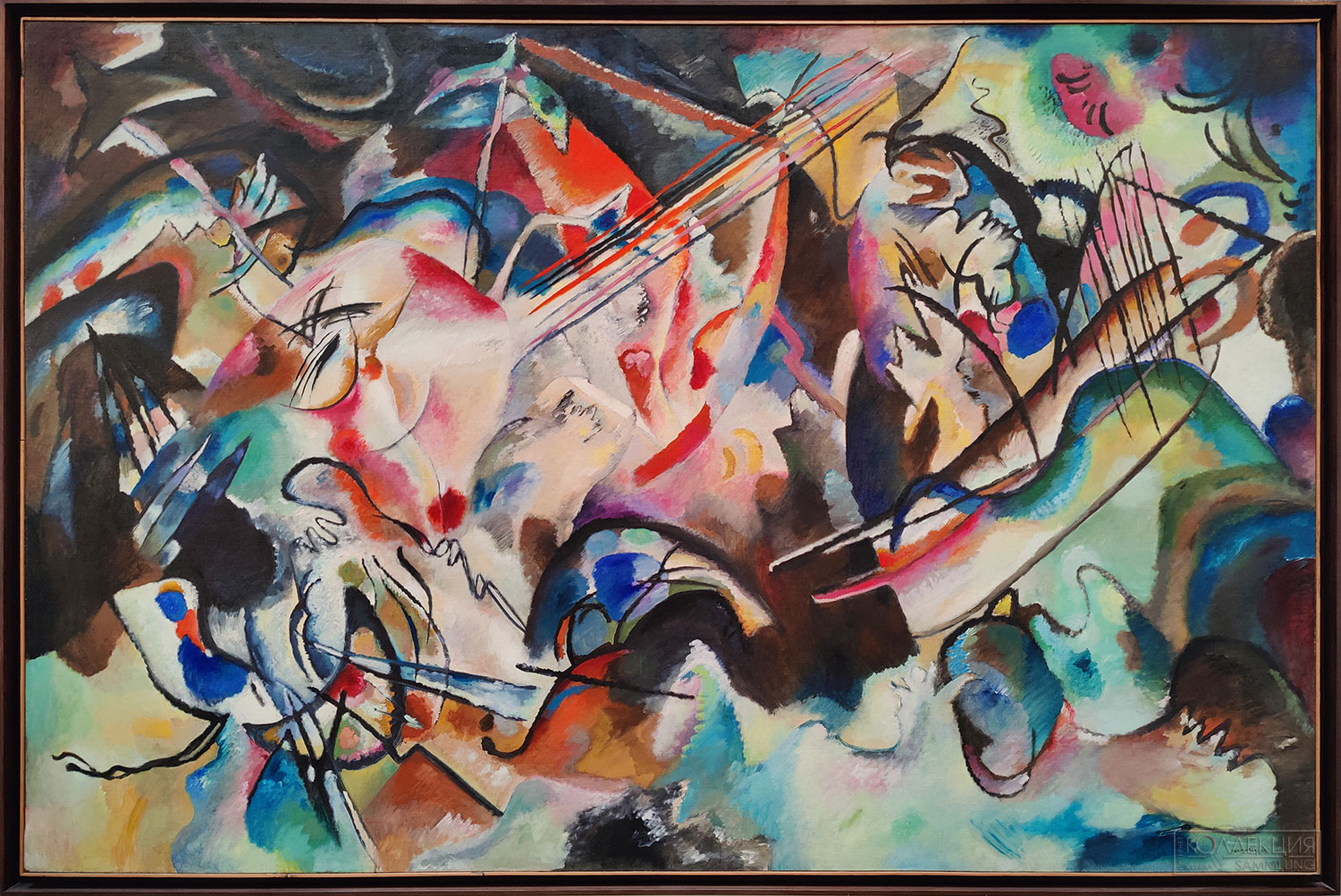 Василий Васильевич Кандинский (1866-1944). Композиция VI. 1913. Холст, масло. Поступление: 1948 г. из Государственного музея нового западного искусства: передано автором на хранение в 1921 г.. Инв. № ГЭ-9662 Wassily Kandinsky (1866-1944). Composition VI. 1913. Oil on canvas. Acquired in 1948 from the State Museum of Modern Western Art: received for storage from the artist in 1921