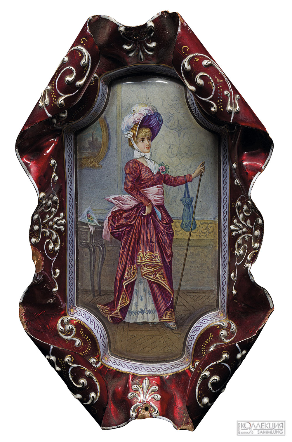 Лоток с фигурными бортами и живописной композицией