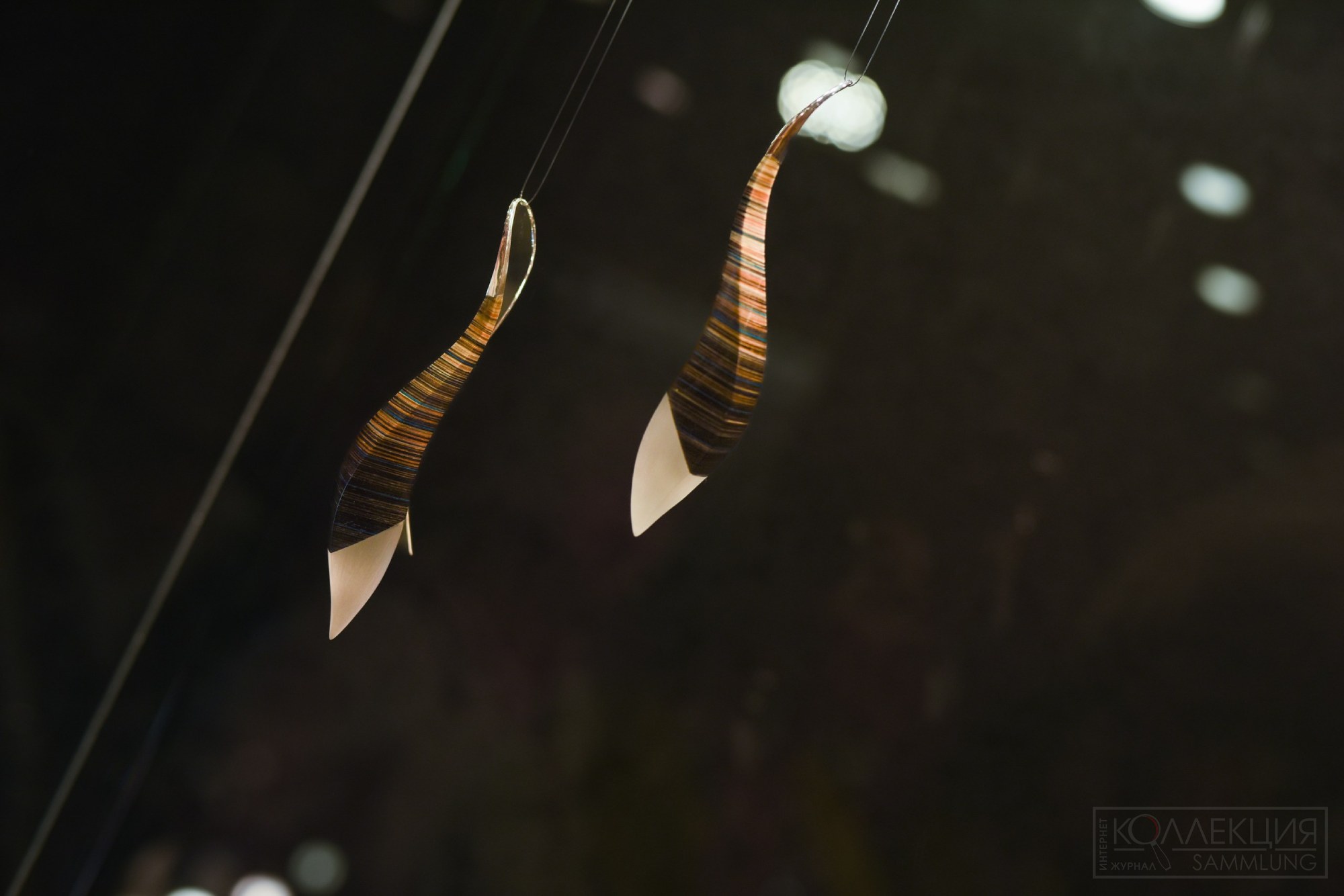 Серьги Авангард. Серебро, бумага, акрил