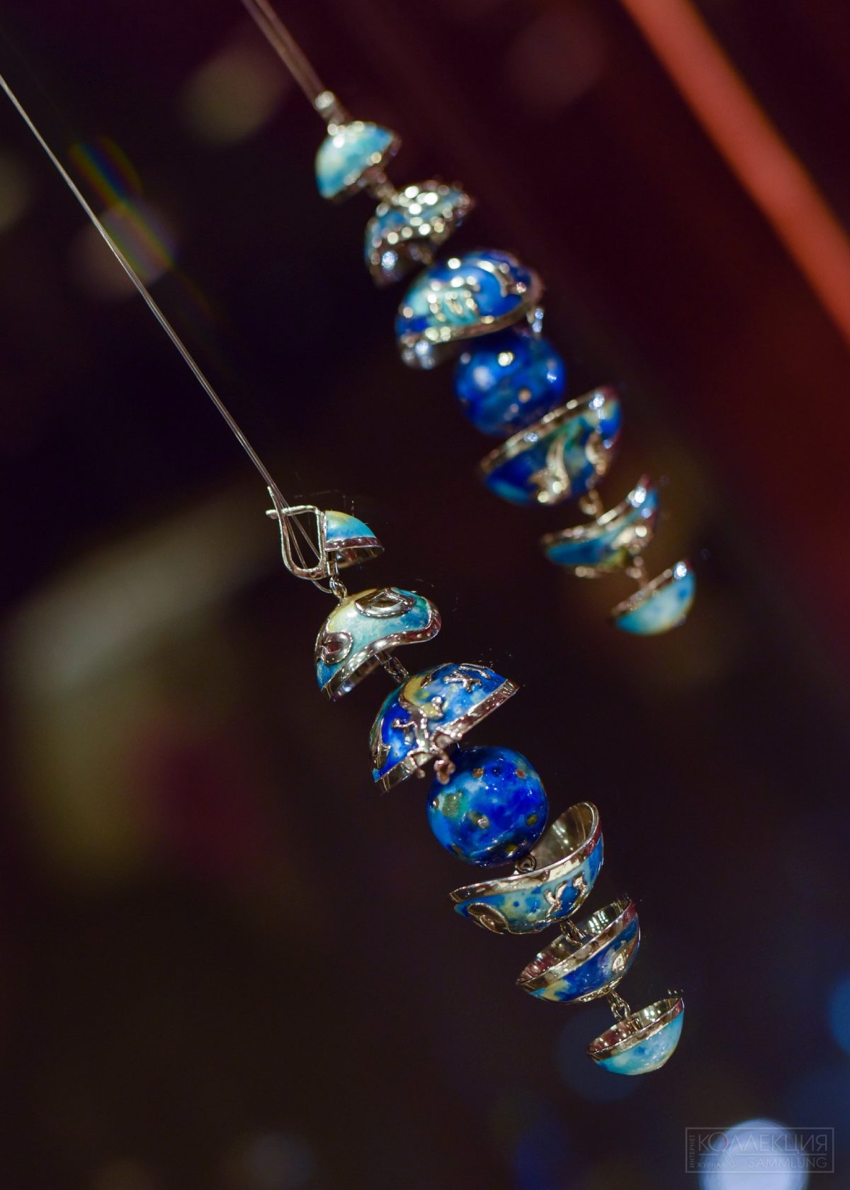 Серьги "Бахчисарайский фонтан". 1999. Серебро, горячая эмаль