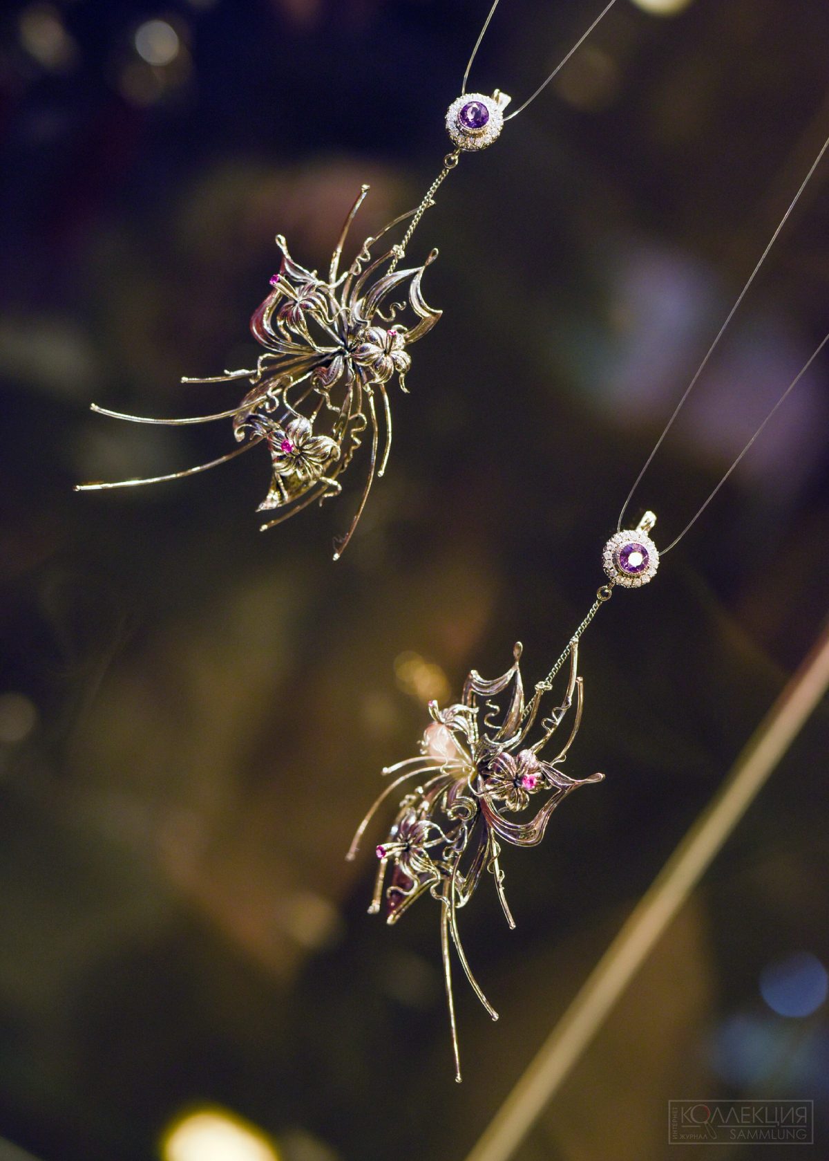 Серьги Орхидеи. 1996. Серебро, фианит