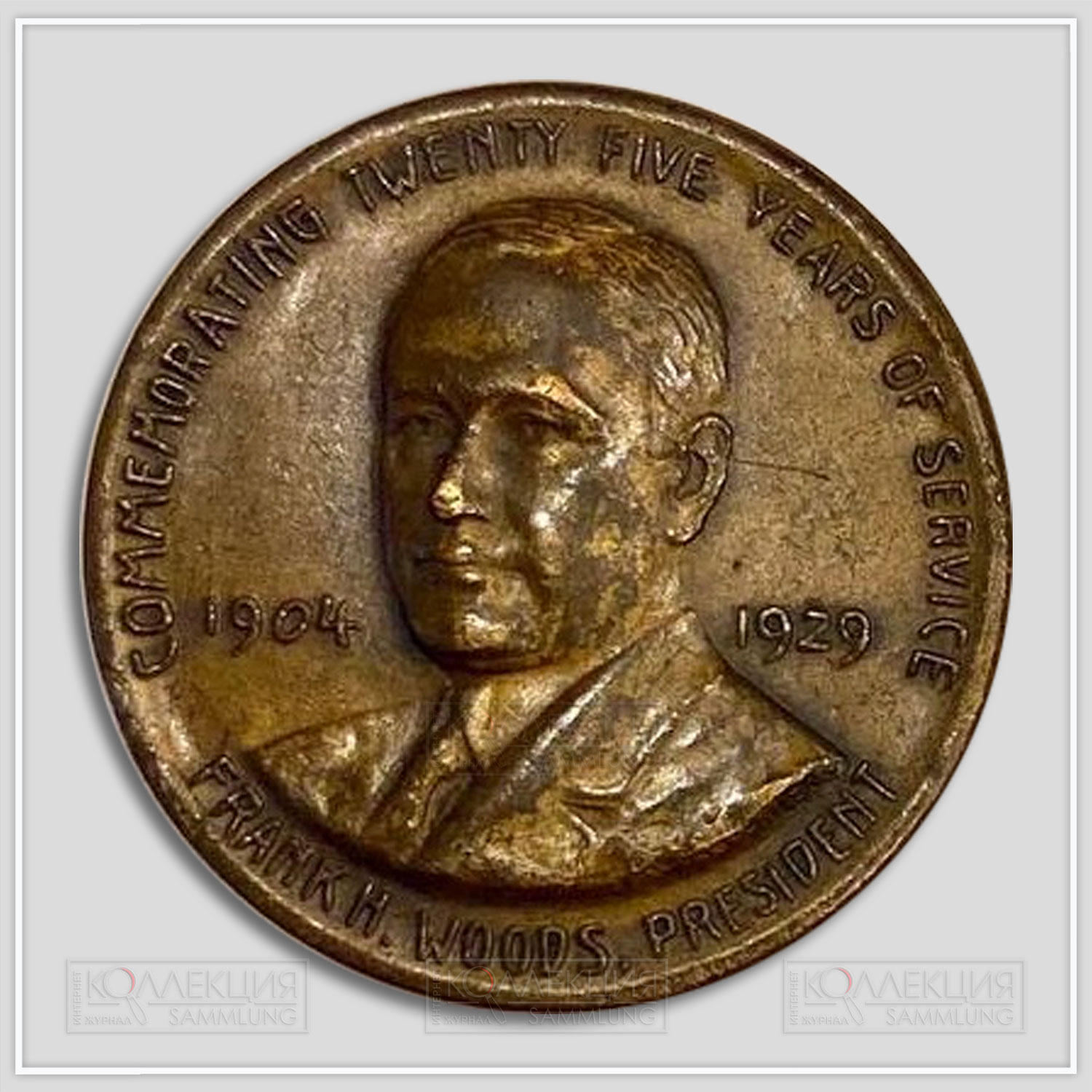 Julio Kilenyi. Lincoln Telephone and Telegraph Company 25th Anniversary Medal. Bronze, 1929. Whitehead & Hoag Company. D=32 mm, p=12 gr (есть вариант d=76 mm)