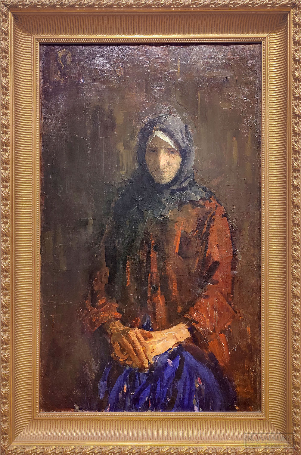 Алексей Ткачёв (1925-2025), Сергей Ткачёв (1922-2022). Портрет матери. 1956. Холст, масло. Собрание семьи художников Aleksey Tkachev (1925-2025), Sergey Tkachev (1922-2022). Portrait of Mother. 1956. Oil on canvas. Collection of the artists' family