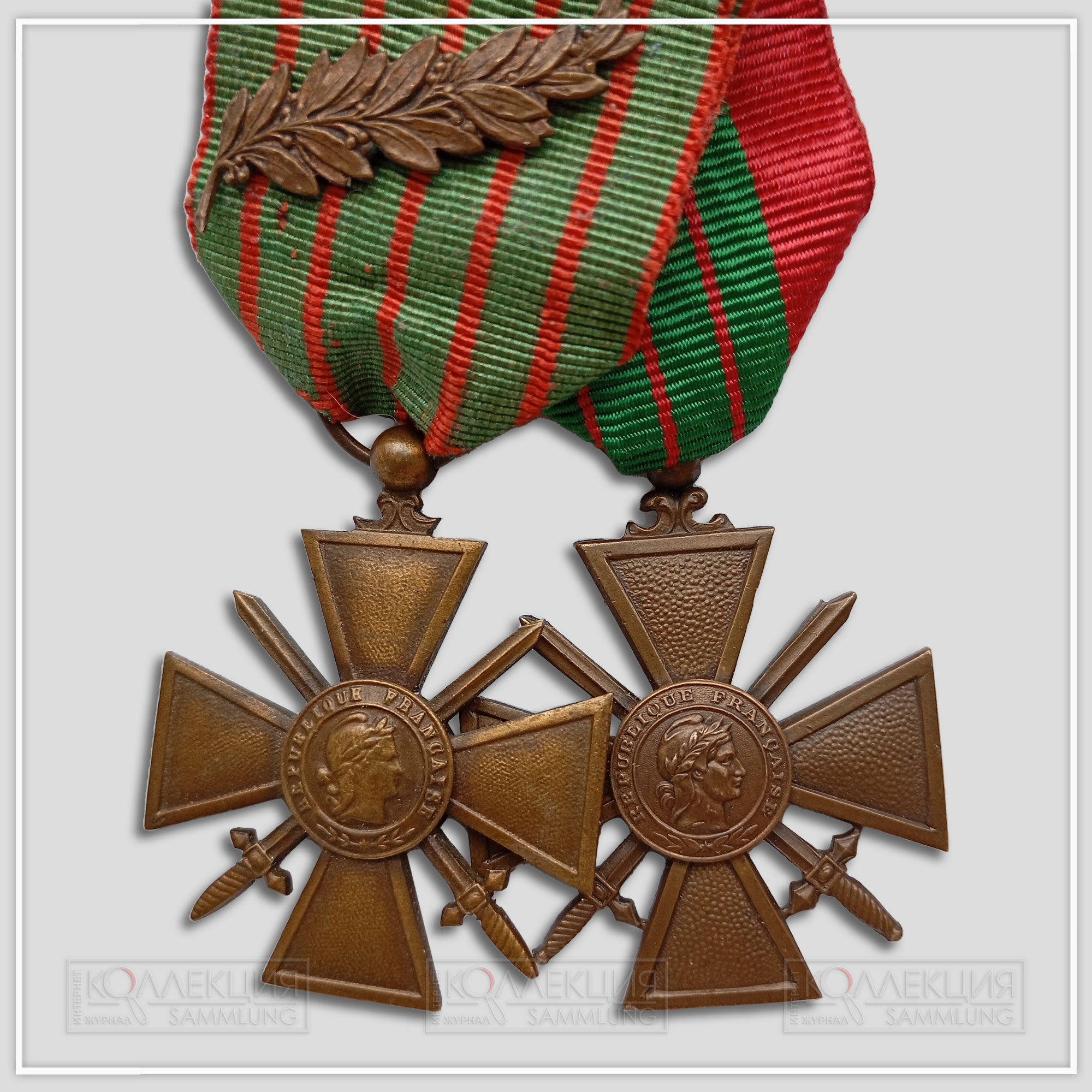 Профиль Марианны на Военном кресте Первой Мировой войны и на Военном кресте 1939