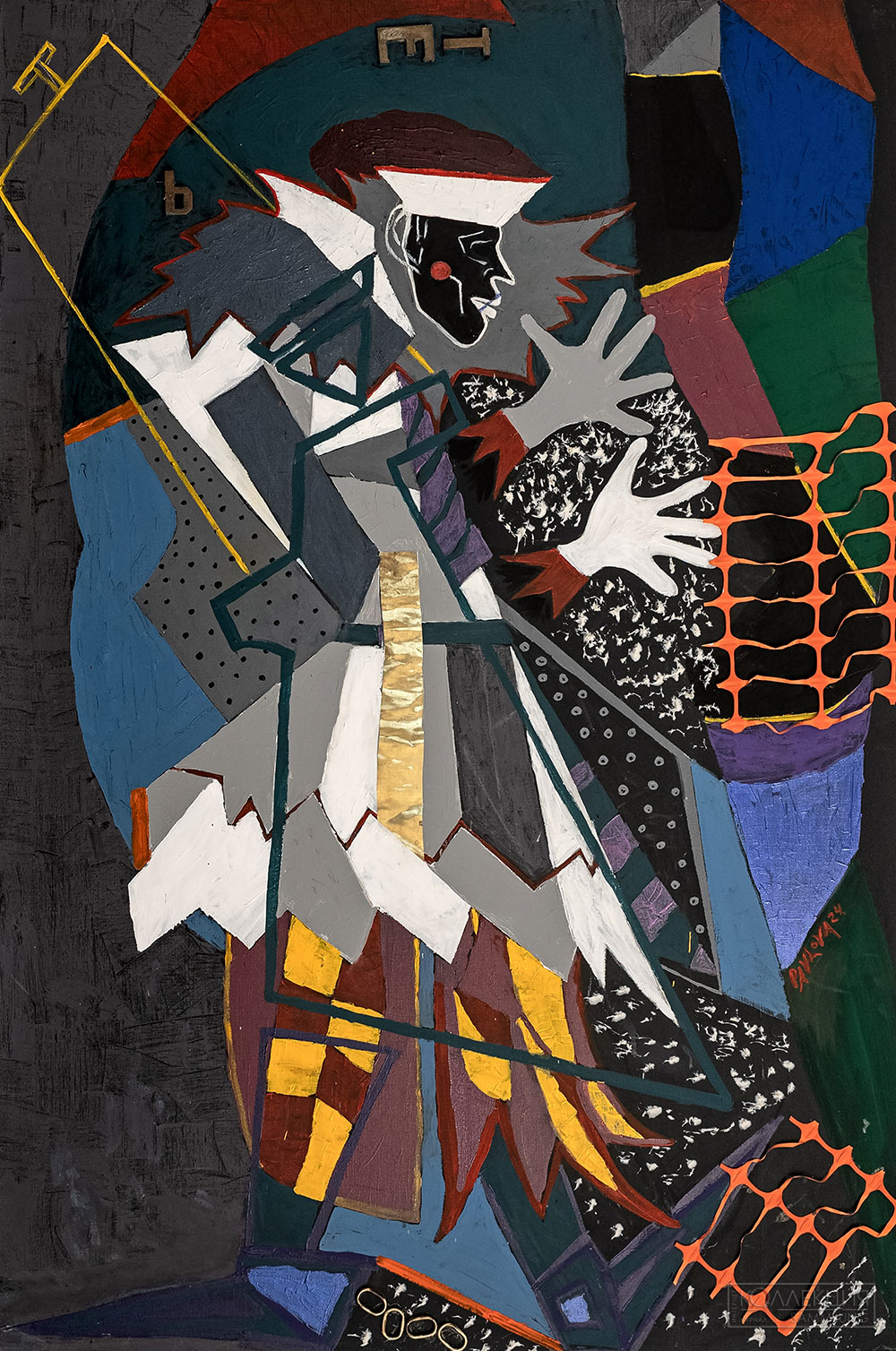 Елена Павлова. Серия Русские балеты. Петрушка, 150х100см, смешанная техника, 2024