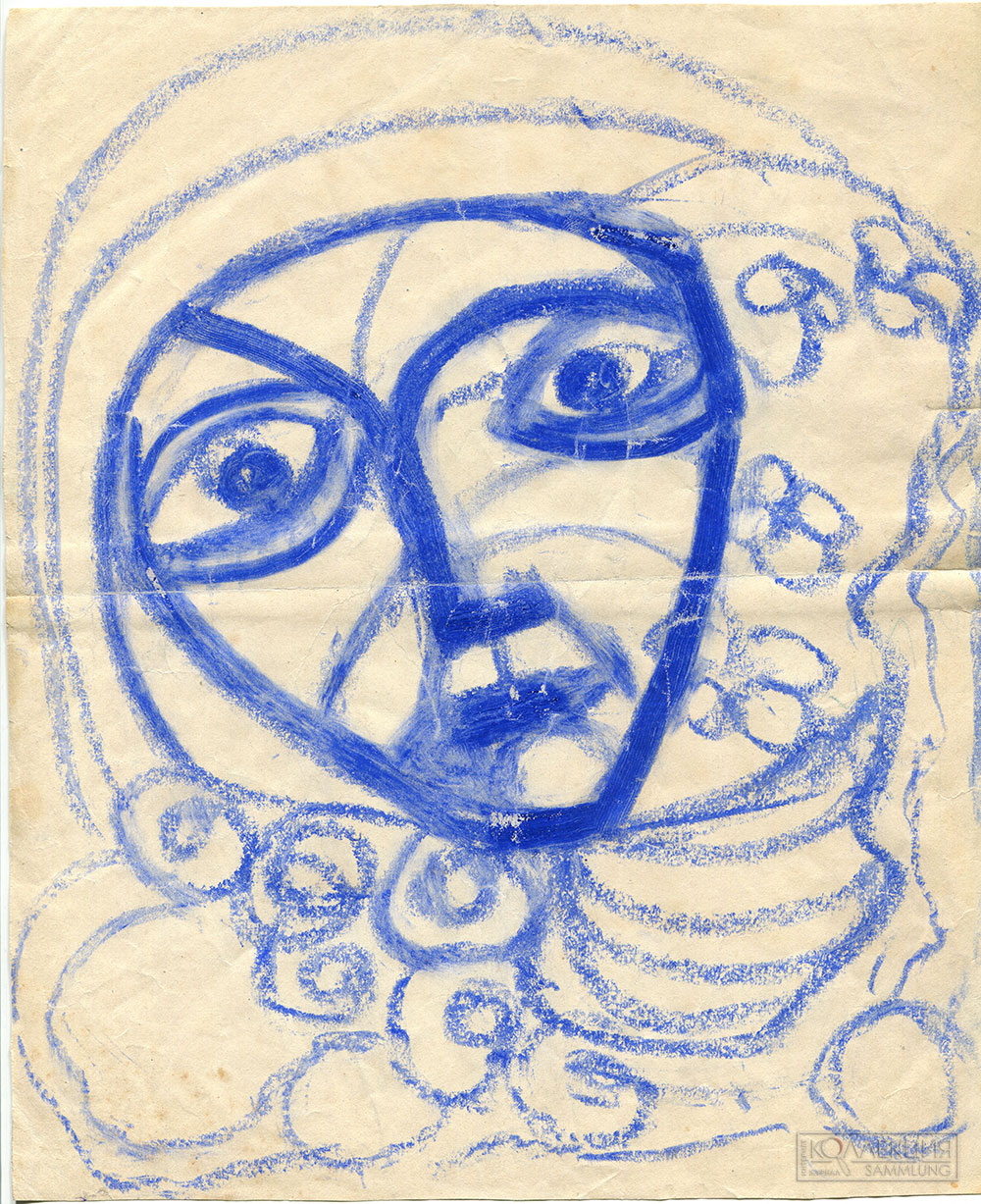 Каменский В.В. Автопортрет («Авиатор»). 1910-е. Бумага, пастель. Государственный музей В.В. Маяковского